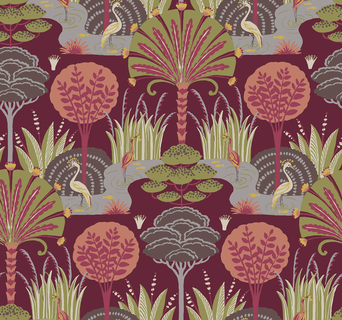 Scott Living Mandeville Wallpaper - Raspberry