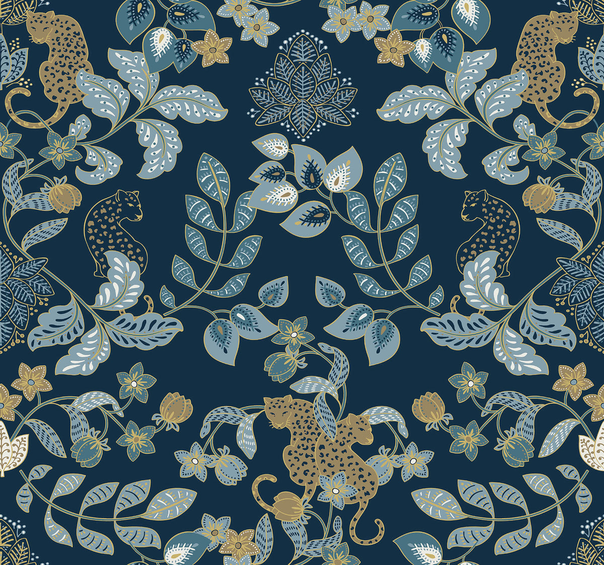 Scott Living Getty Wallpaper Sample - Navy Blue