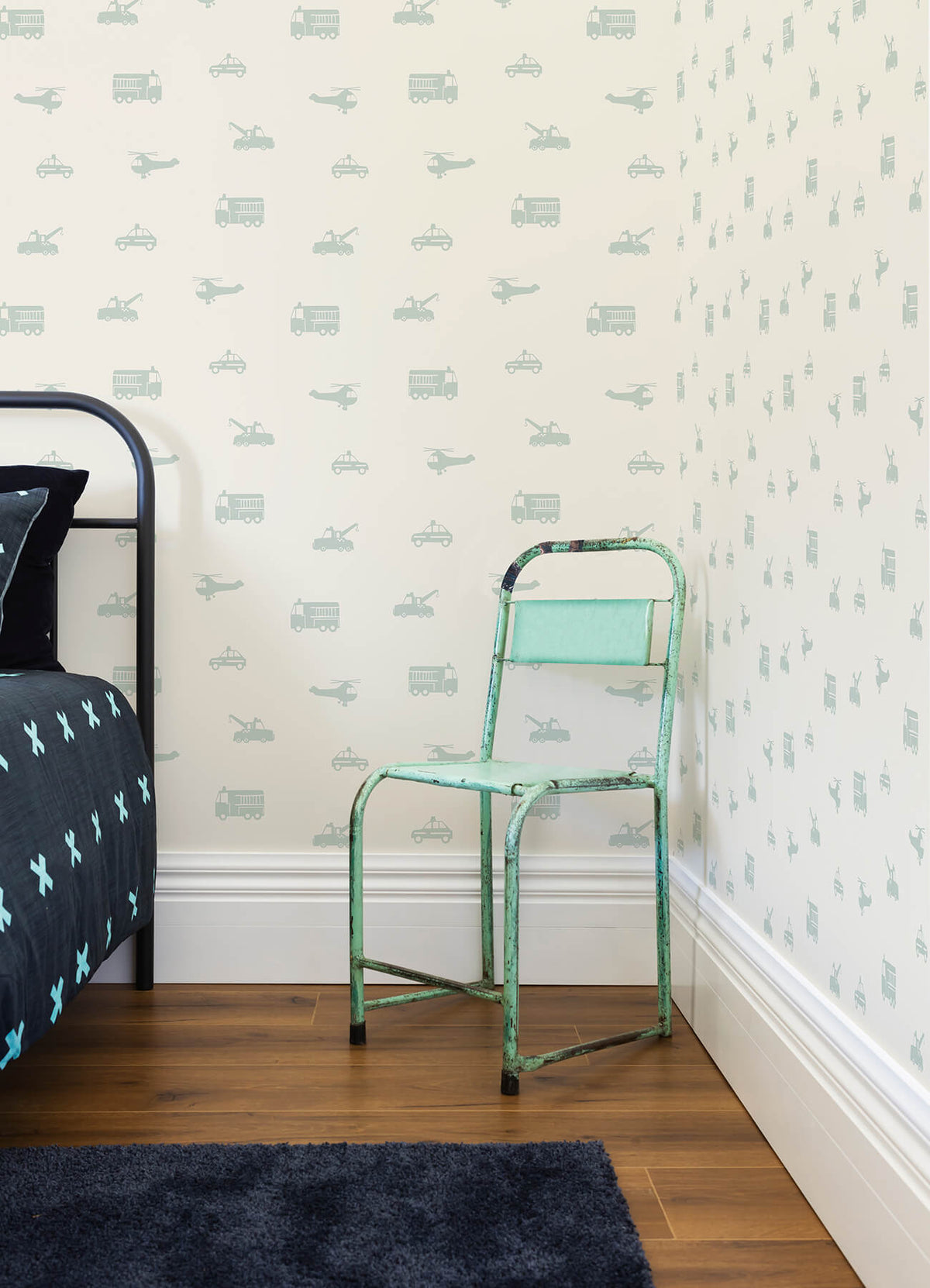 Chesapeake Fable Briony Vehicles Wallpaper Sample - Sage