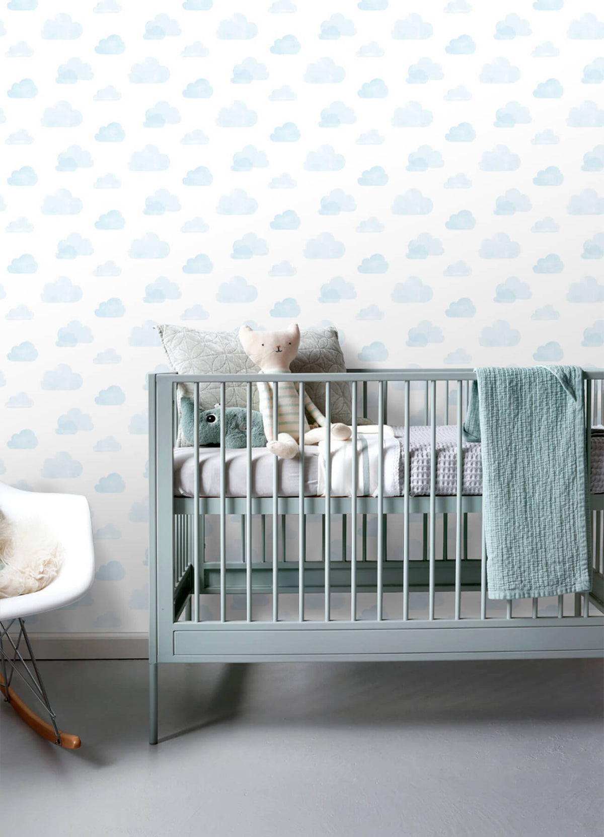 Chesapeake Fable Irie Clouds Wallpaper Sample - Blue
