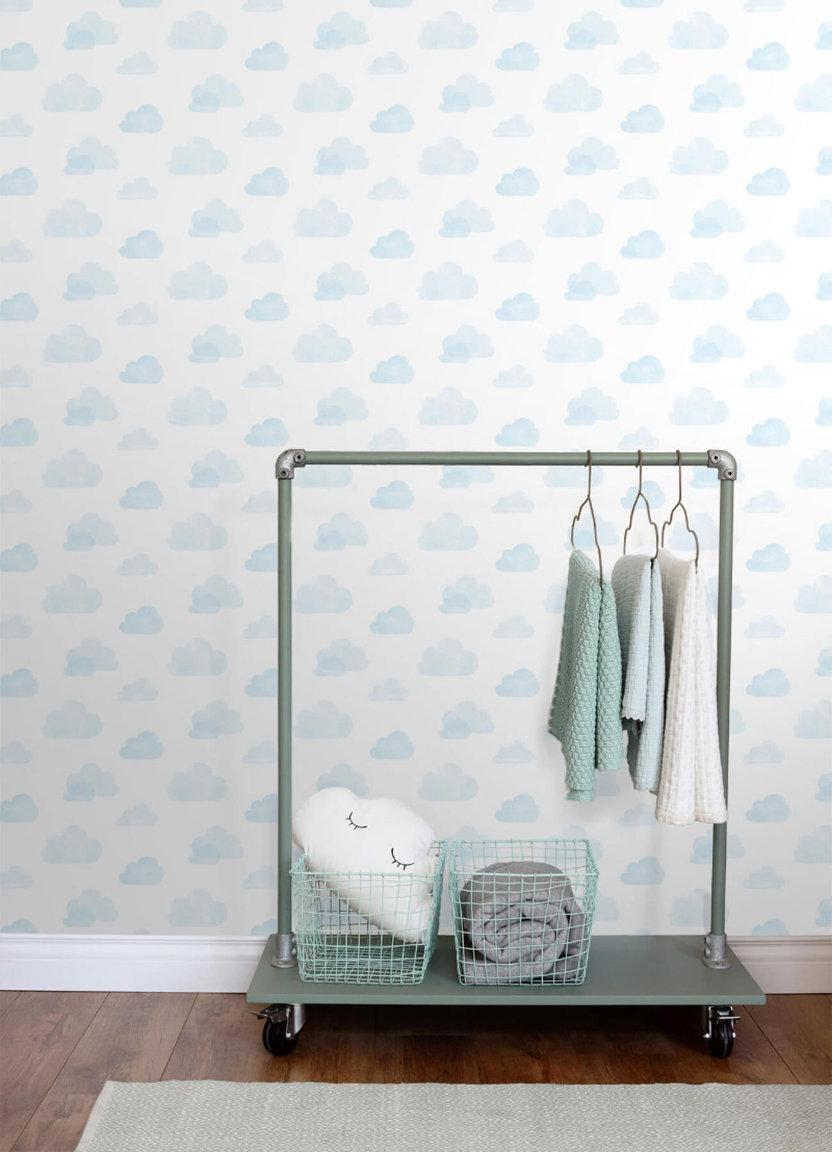 Chesapeake Fable Irie Clouds Wallpaper Sample - Blue