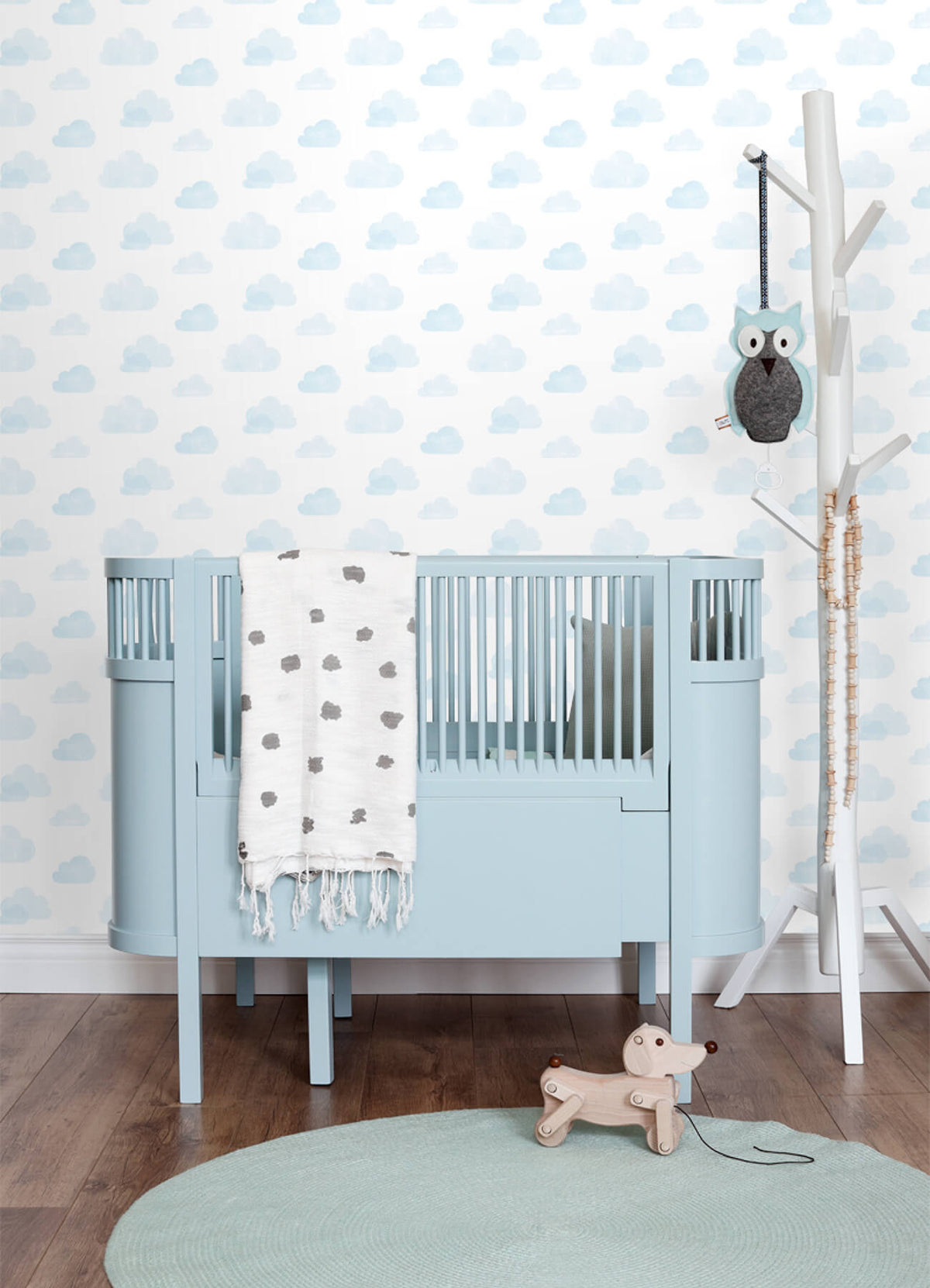 Chesapeake Fable Irie Clouds Wallpaper Sample - Blue