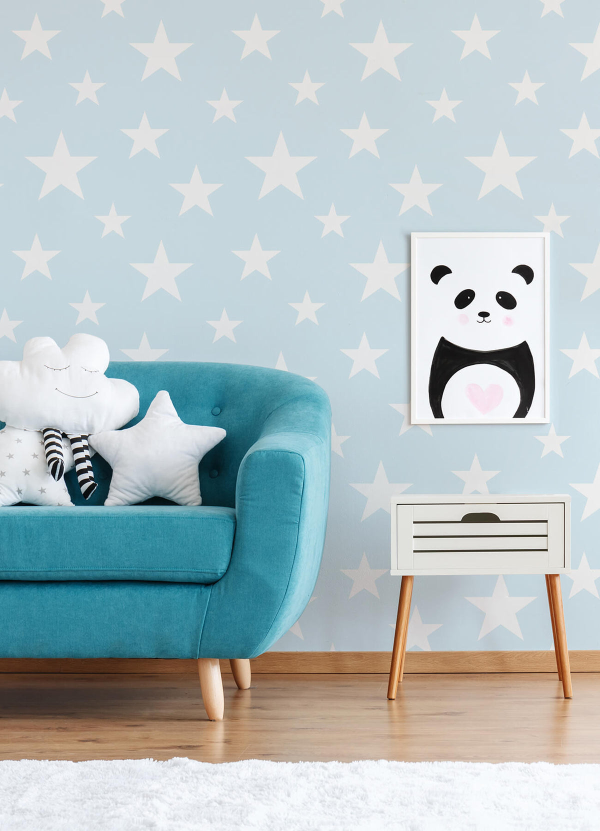 Chesapeake Fable Amira Stars Wallpaper Sample - Sky Blue