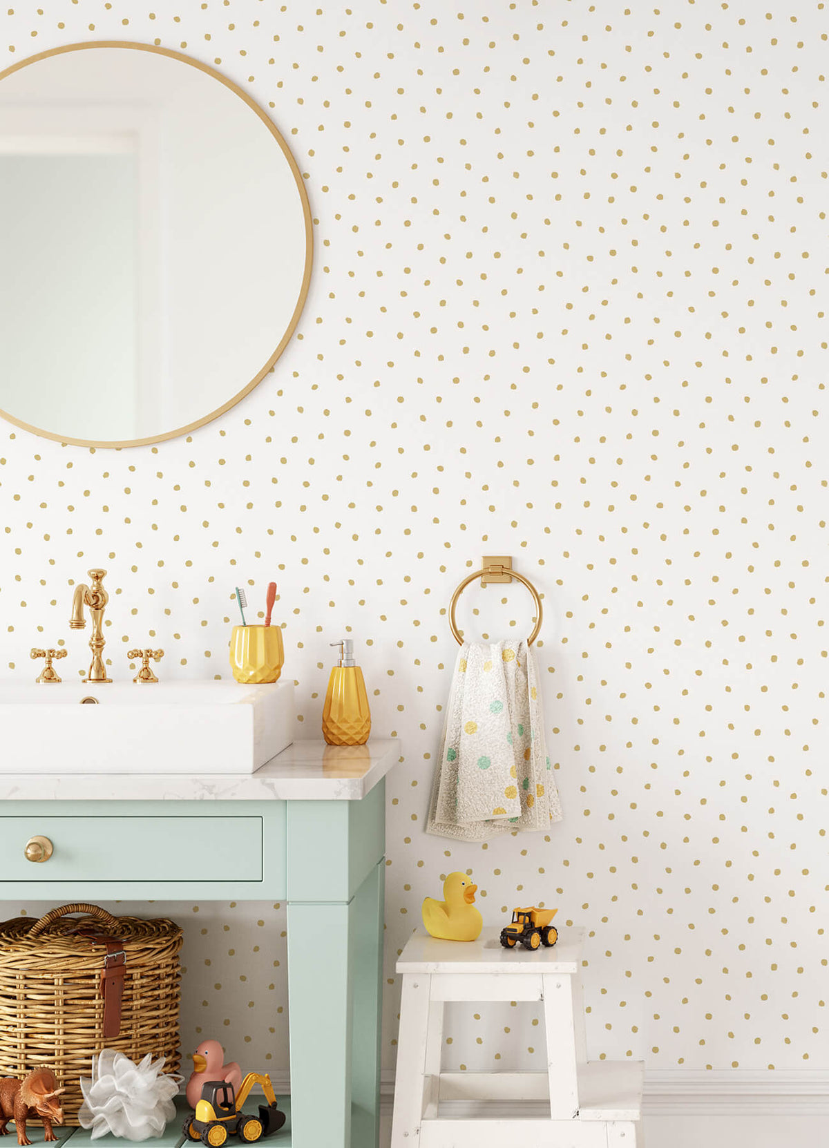 Chesapeake Fable Pixie Dots Wallpaper Sample - Gold
