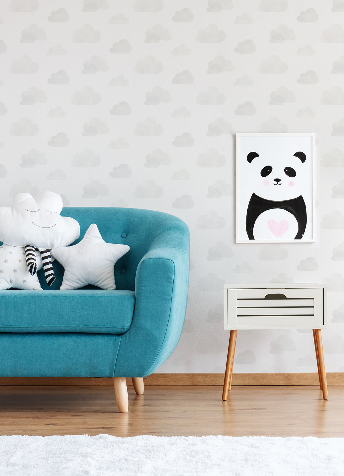 Chesapeake Fable Irie Clouds Wallpaper Sample - Grey