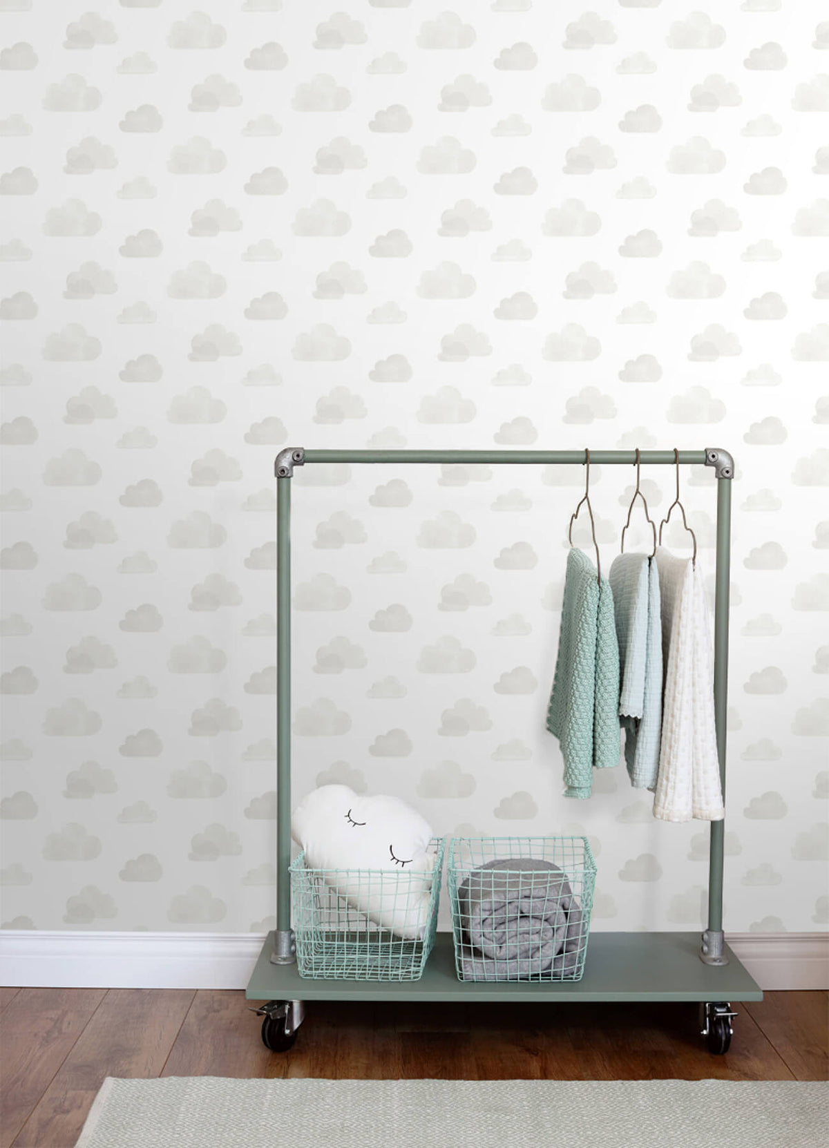 Chesapeake Fable Irie Clouds Wallpaper Sample - Grey