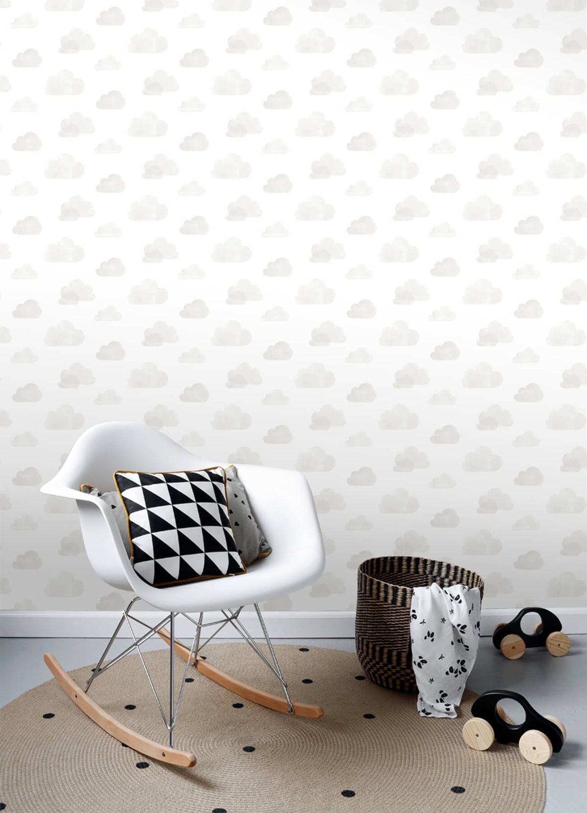 Chesapeake Fable Irie Clouds Wallpaper Sample - Grey