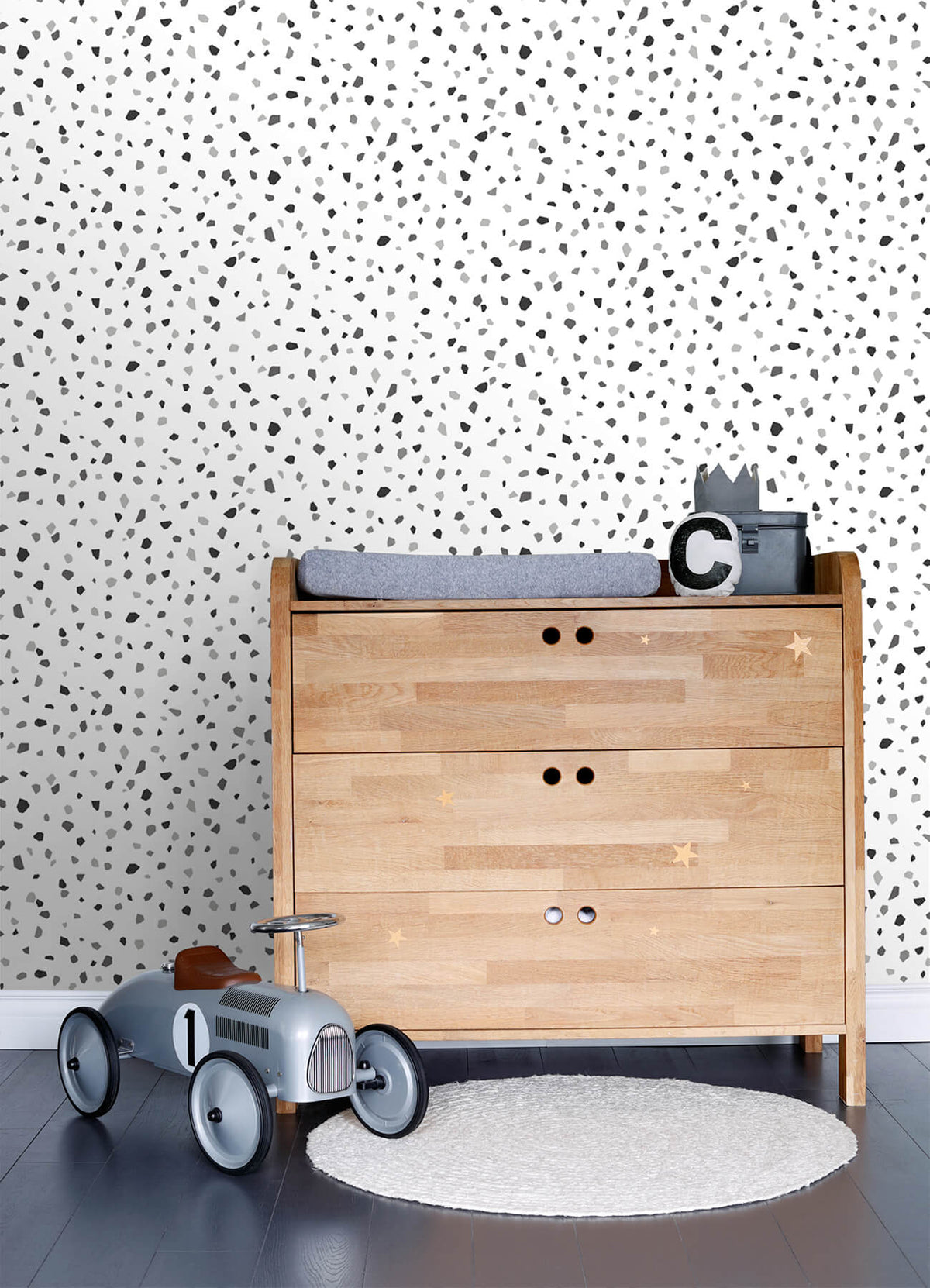 Chesapeake Fable Ona Terrazzo Wallpaper Sample - Charcoal