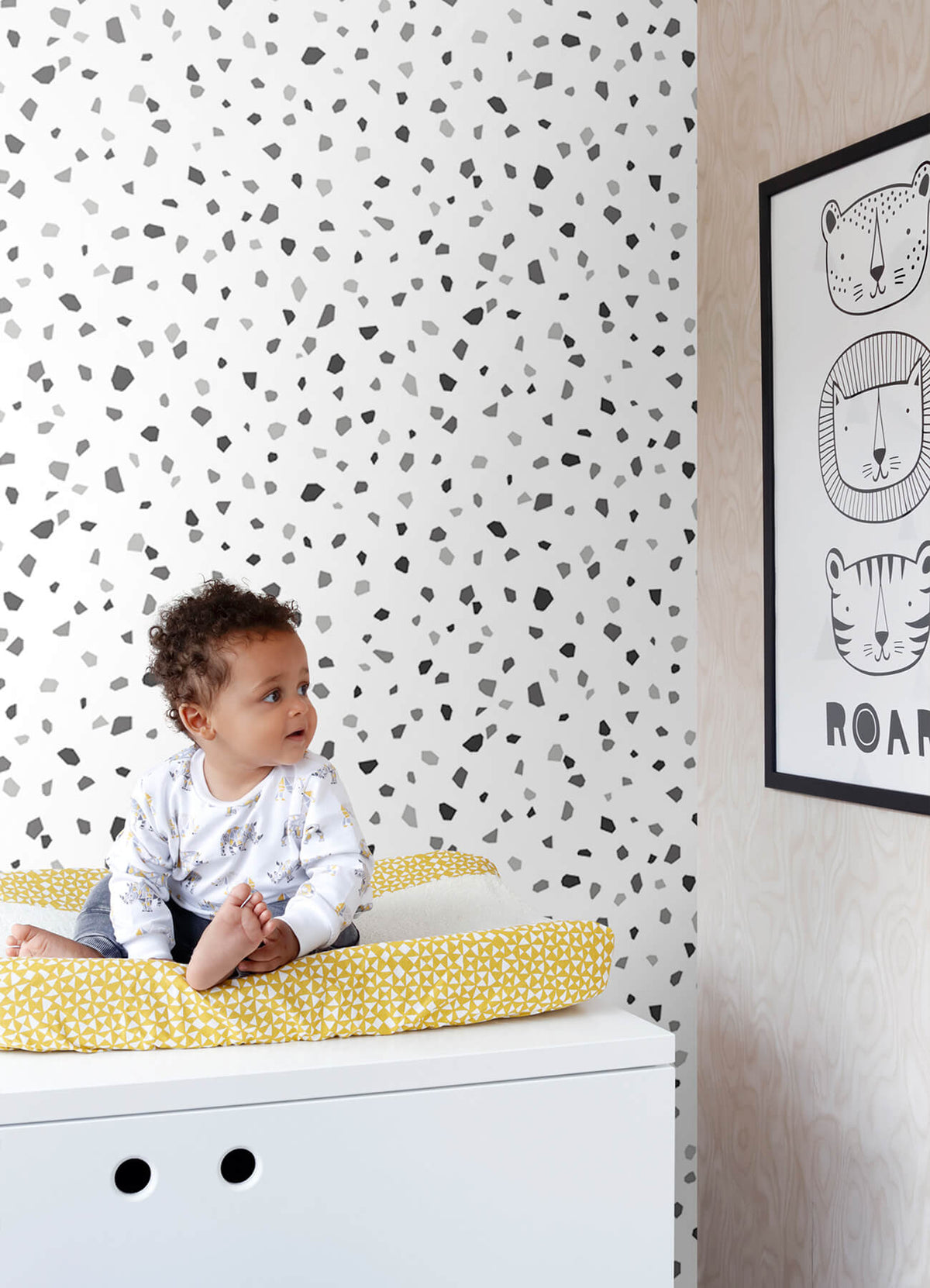 Chesapeake Fable Ona Terrazzo Wallpaper Sample - Charcoal