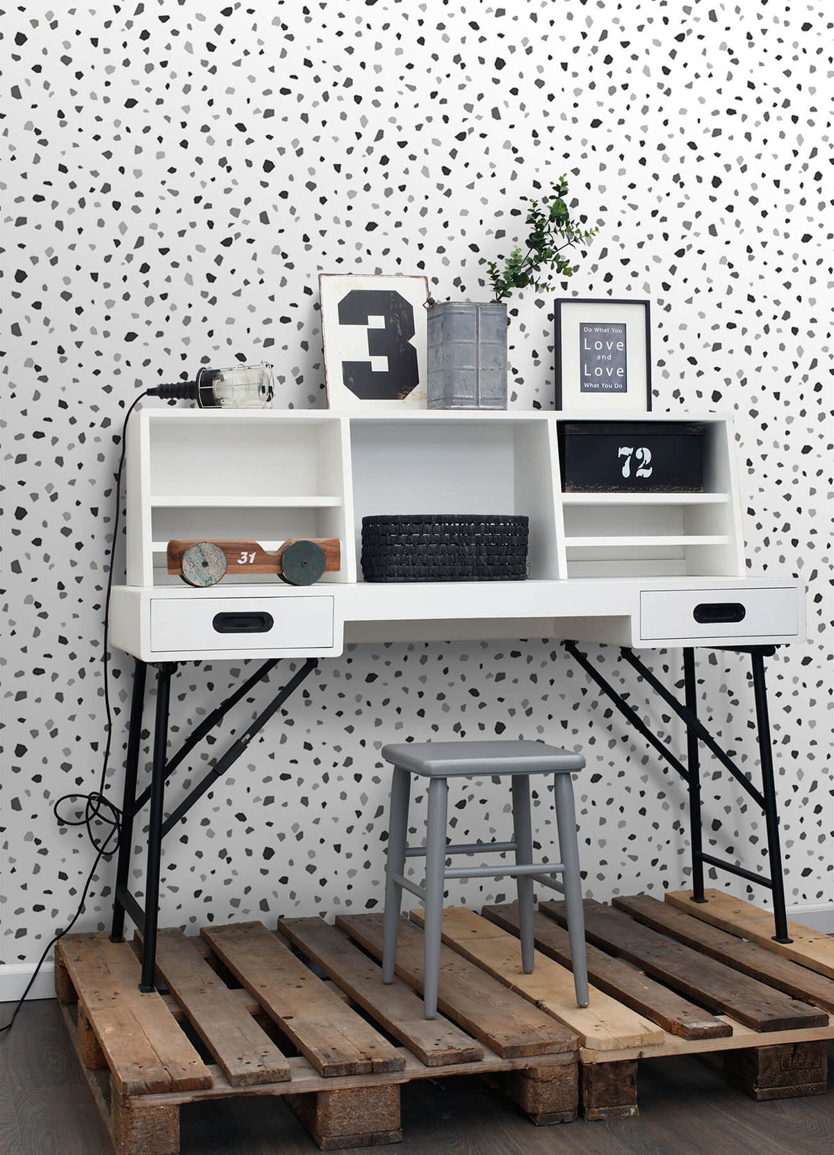 Chesapeake Fable Ona Terrazzo Wallpaper Sample - Charcoal