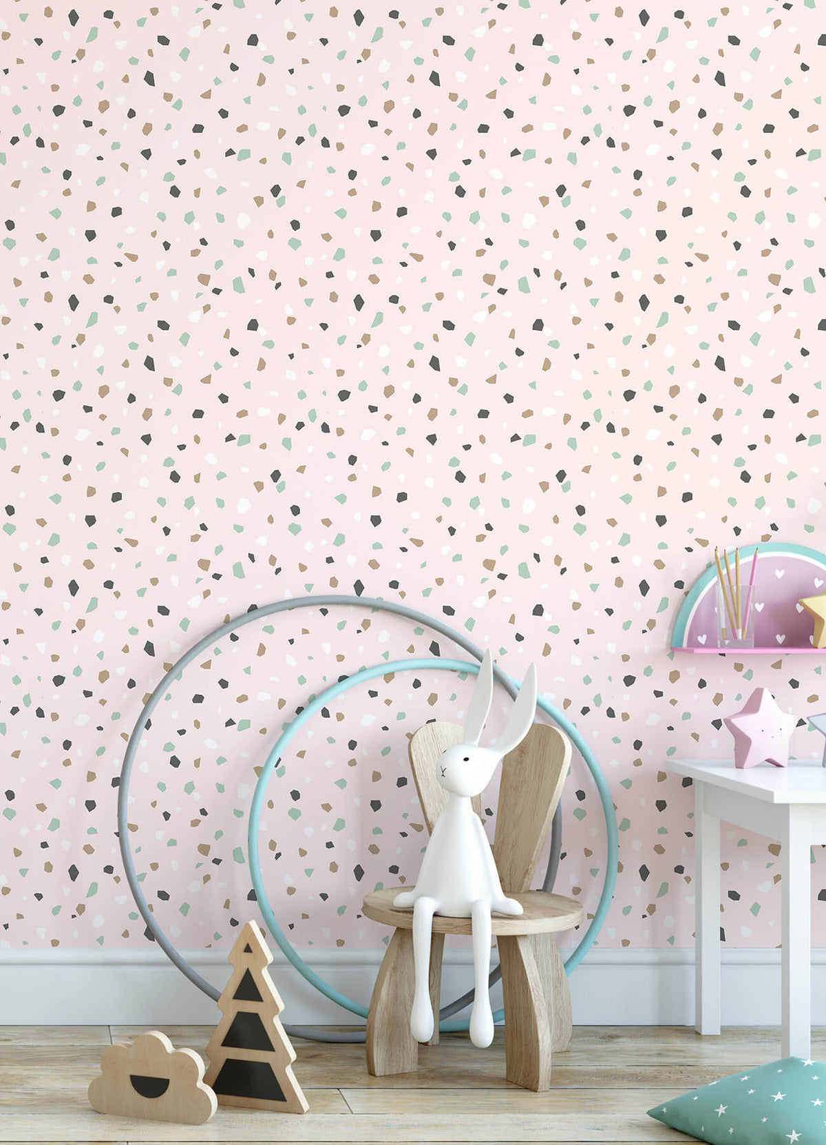 Chesapeake Fable Ona Terrazzo Wallpaper Sample - Pink