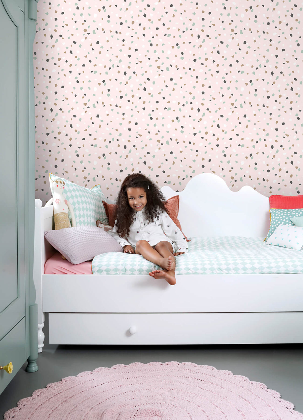 Chesapeake Fable Ona Terrazzo Wallpaper Sample - Pink