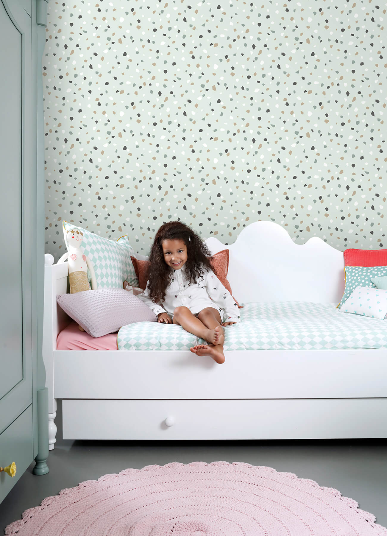 Chesapeake Fable Ona Terrazzo Wallpaper Sample - Mint