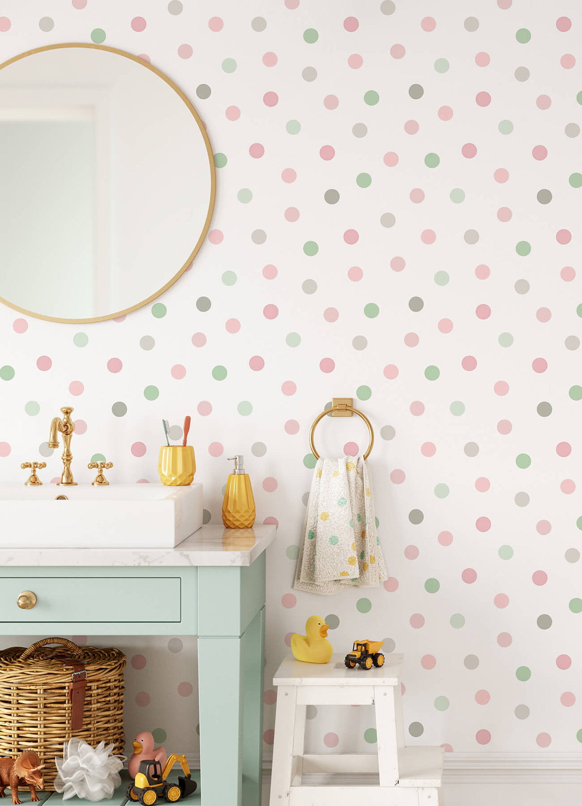 Chesapeake Fable Jubilee Dots Wallpaper Sample - Pink