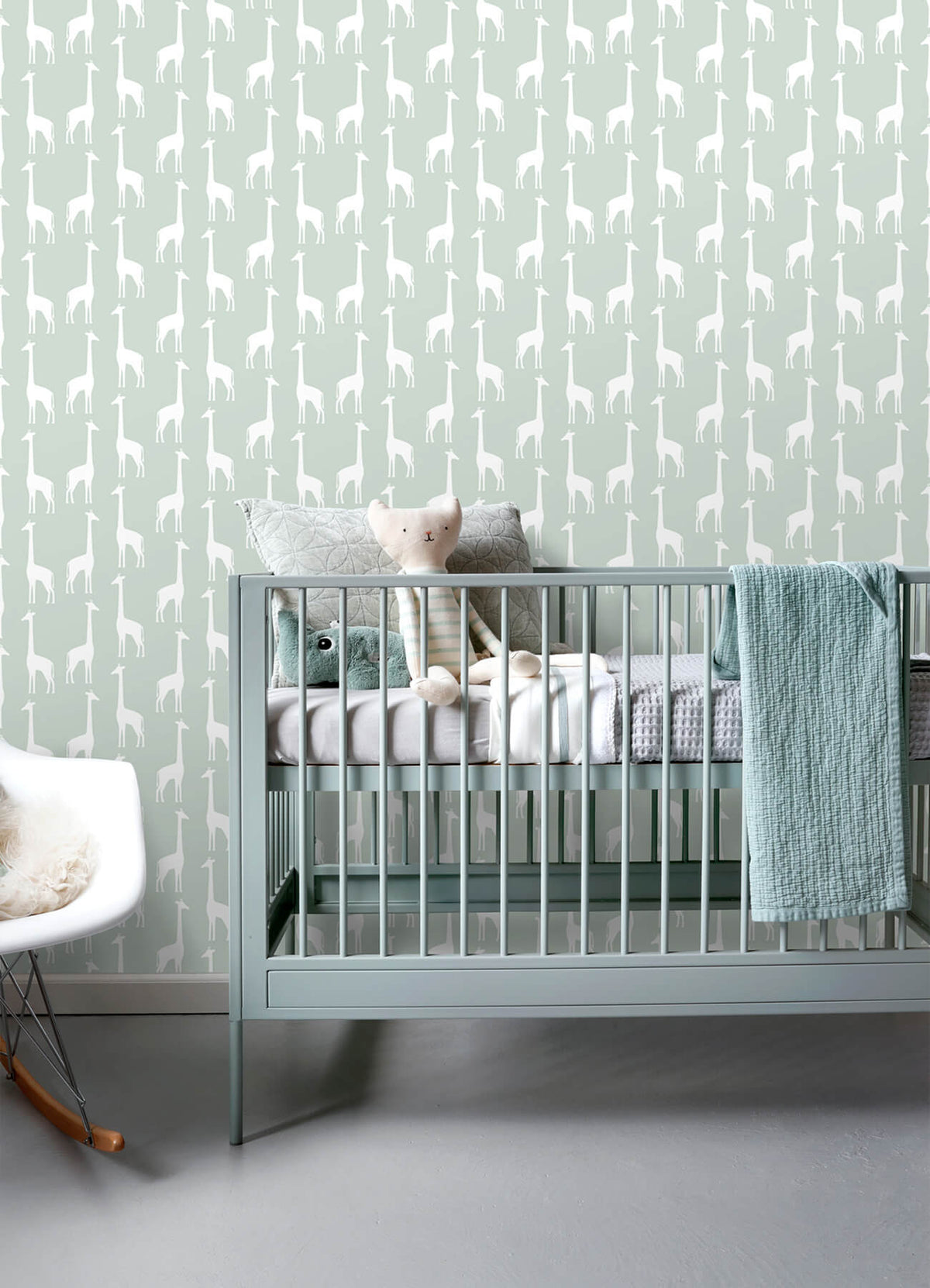 Chesapeake Fable Vivi Giraffe Wallpaper Sample - Sage