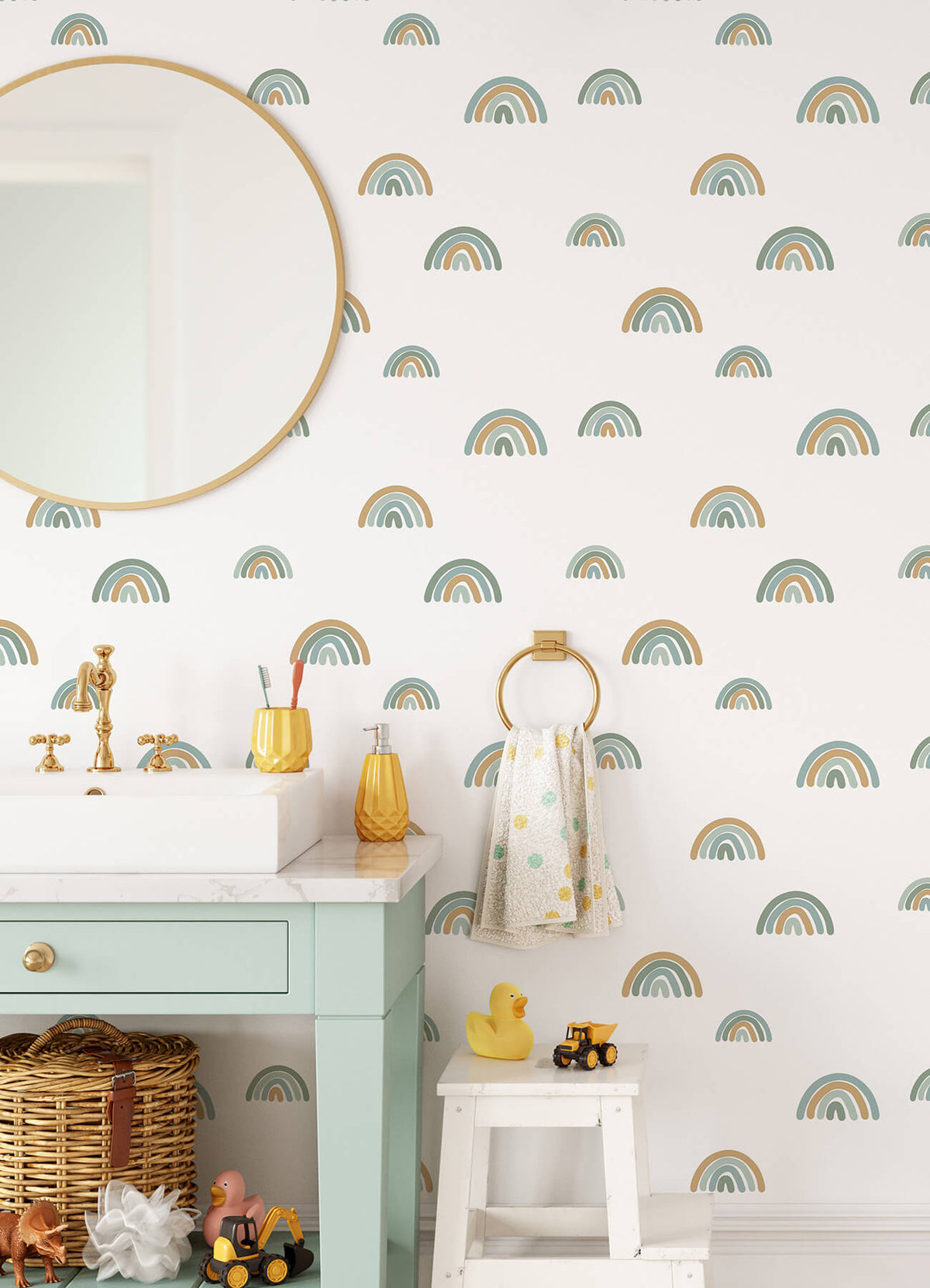 Chesapeake Fable Joss Rainbow Wallpaper Sample - Teal