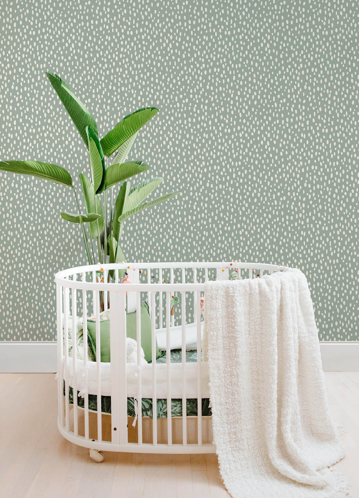 Chesapeake Fable Willa Dots Wallpaper Sample - Moss