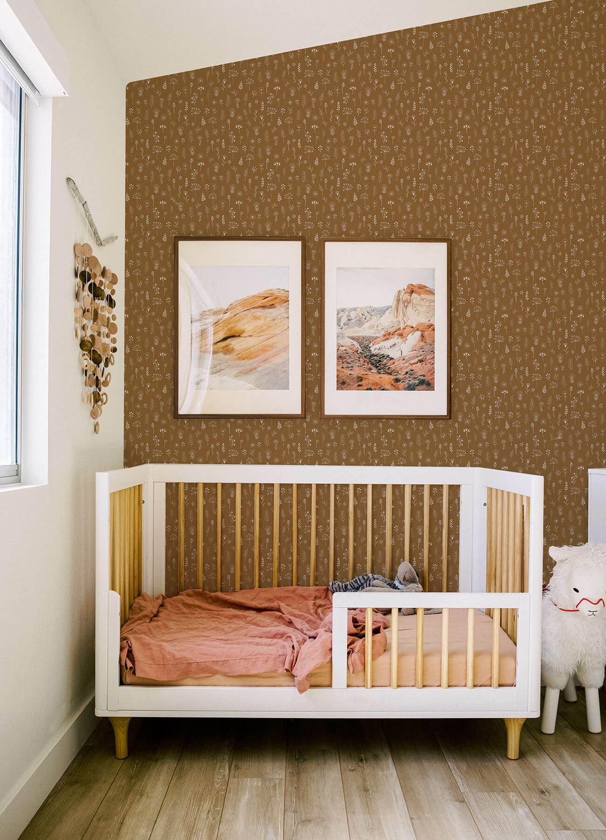 Chesapeake Fable Tatula Floral Wallpaper Sample - Chestnut