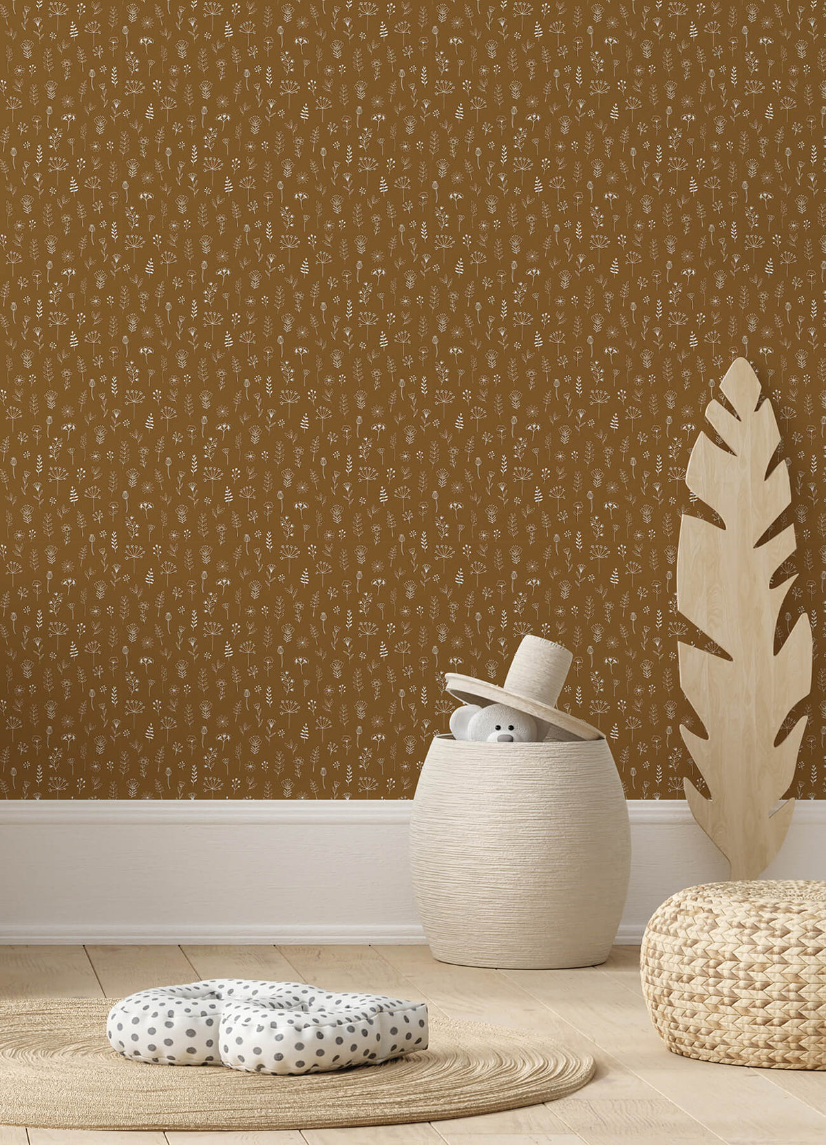 Chesapeake Fable Tatula Floral Wallpaper Sample - Chestnut