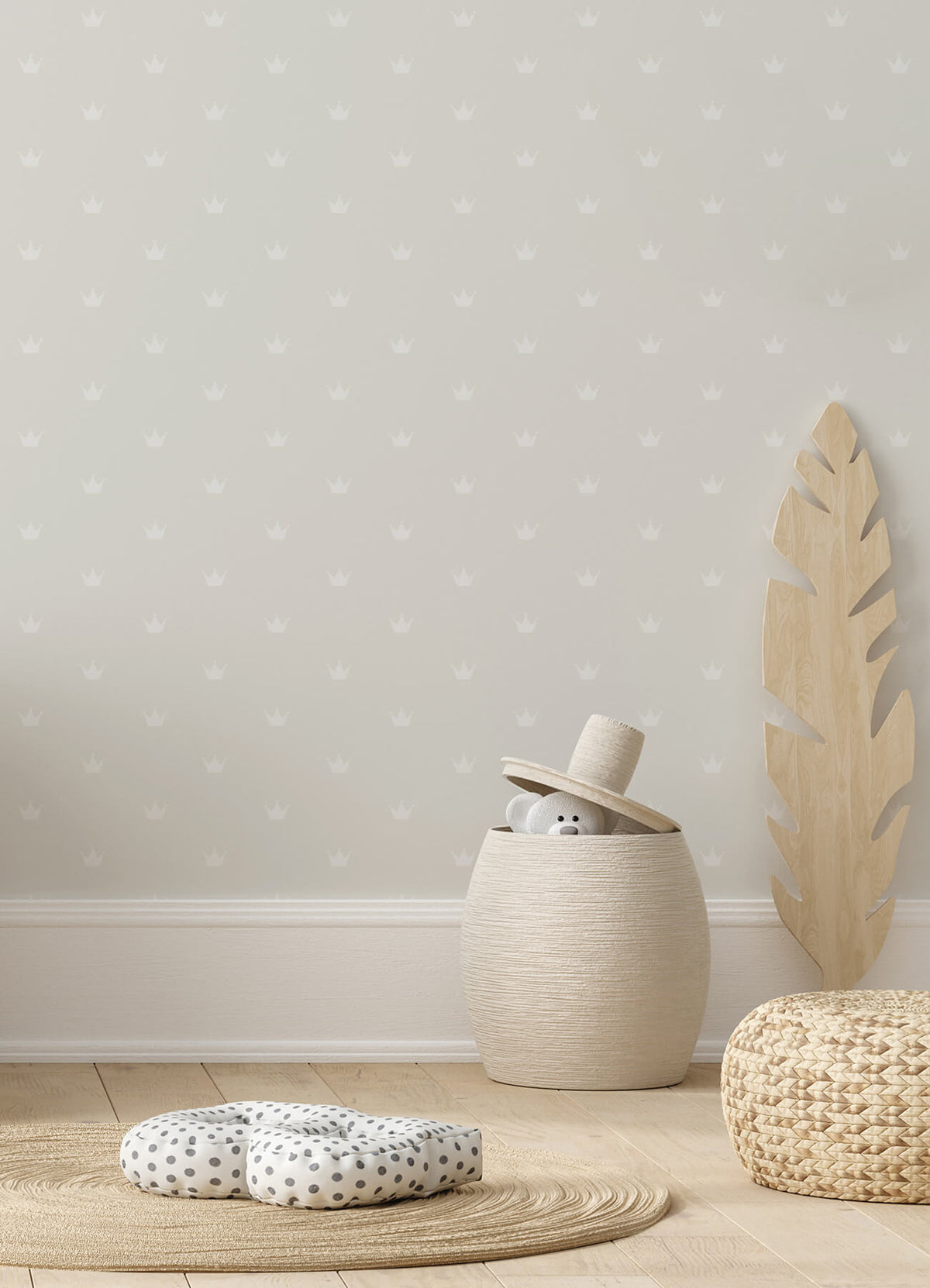 Chesapeake Fable Bea Crowns Wallpaper Sample - Silver