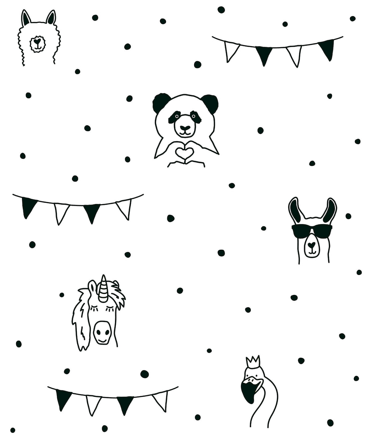 Chesapeake Fable Orlow Llama Wallpaper Sample - Black