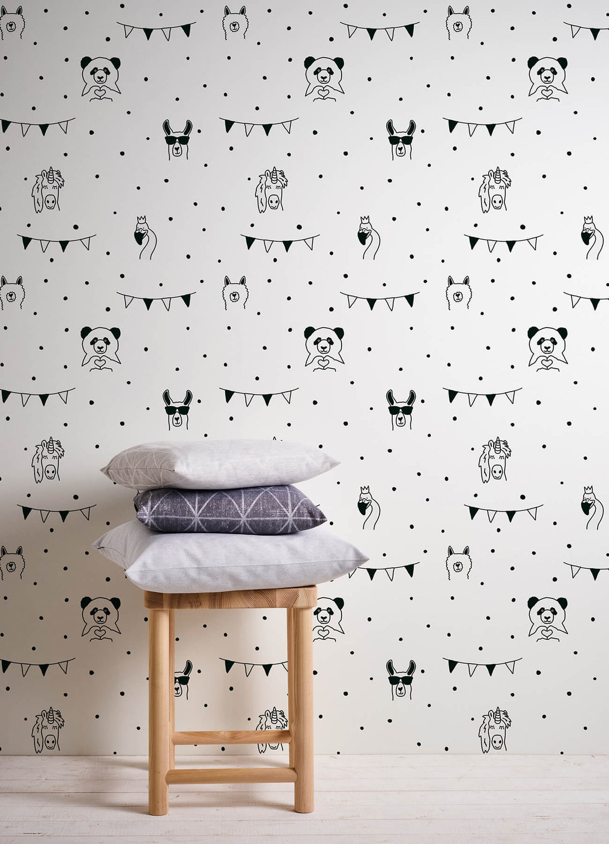 Chesapeake Fable Orlow Llama Wallpaper Sample - Black
