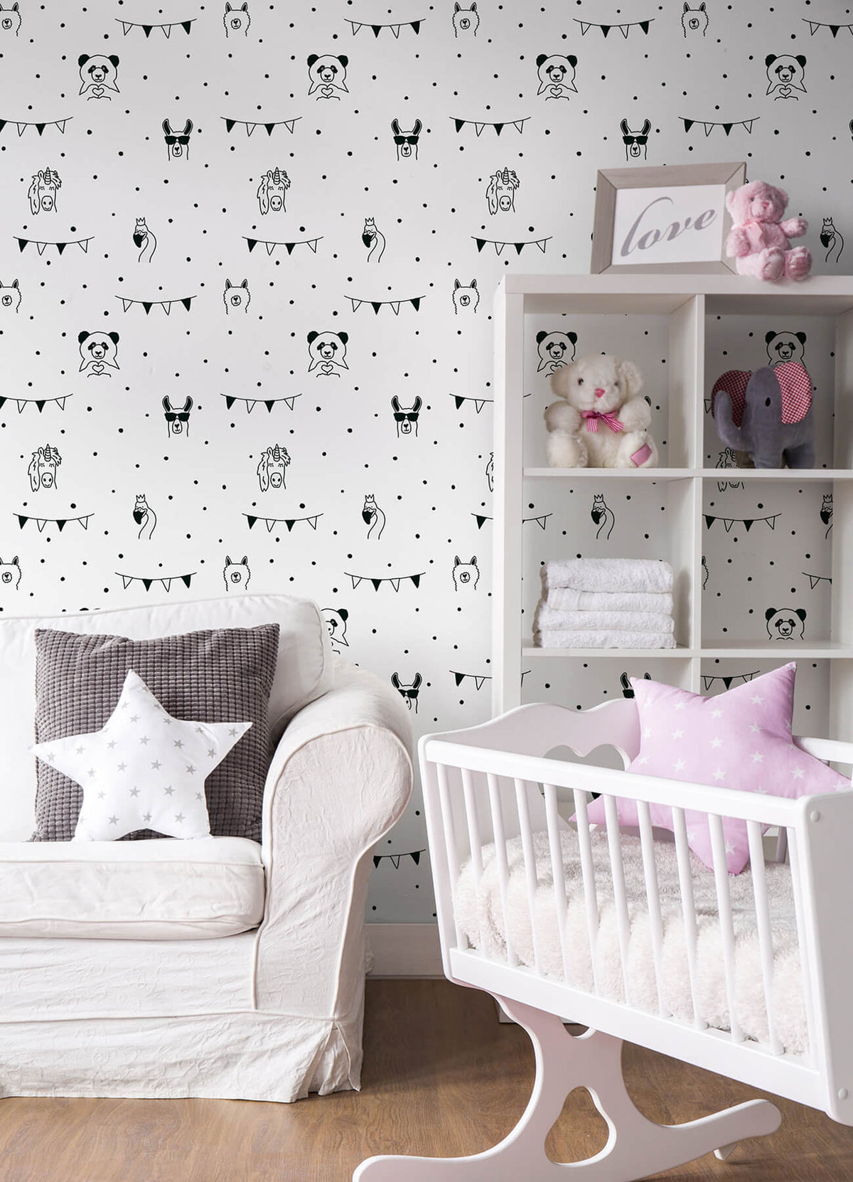 Chesapeake Fable Orlow Llama Wallpaper Sample - Black