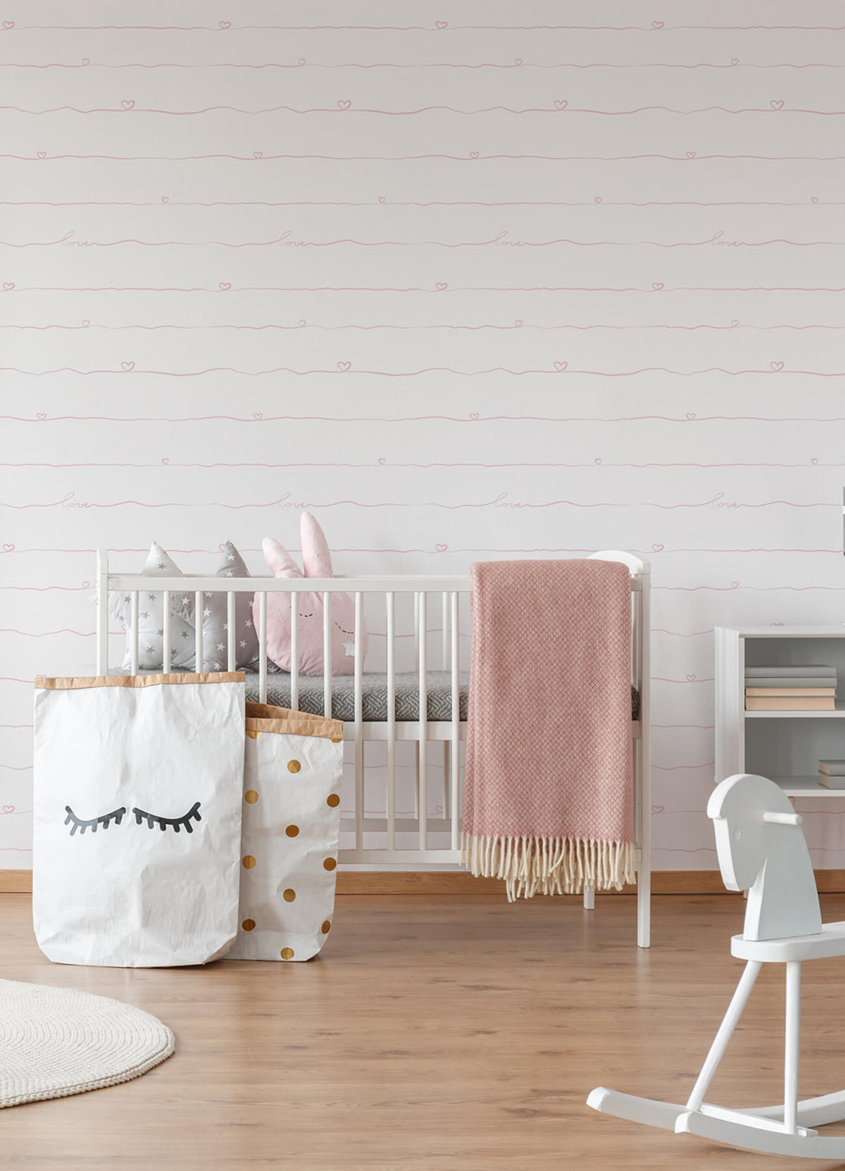 Chesapeake Fable Love and Hearts Script Wallpaper Sample - Pink