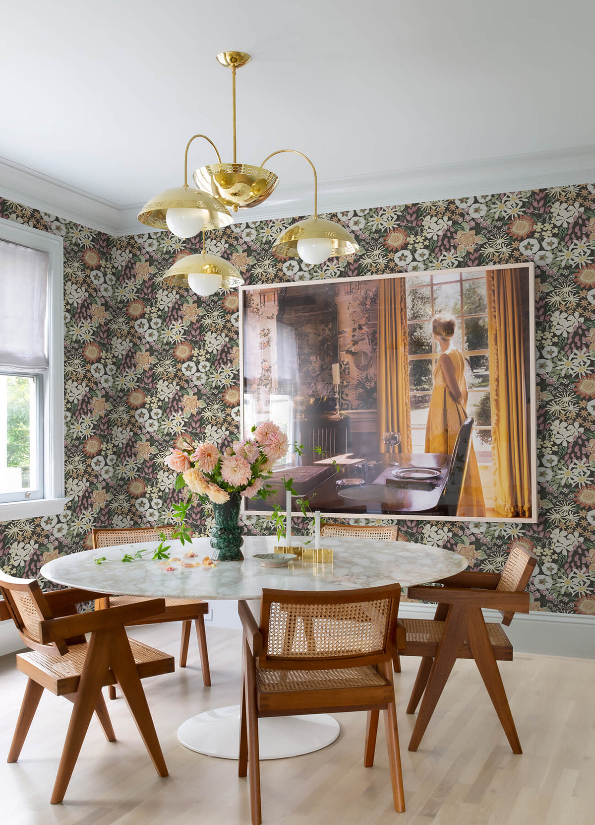 A Street Prints Hannah Karina Wildflower Garden Wallpaper Sample - Rasberry