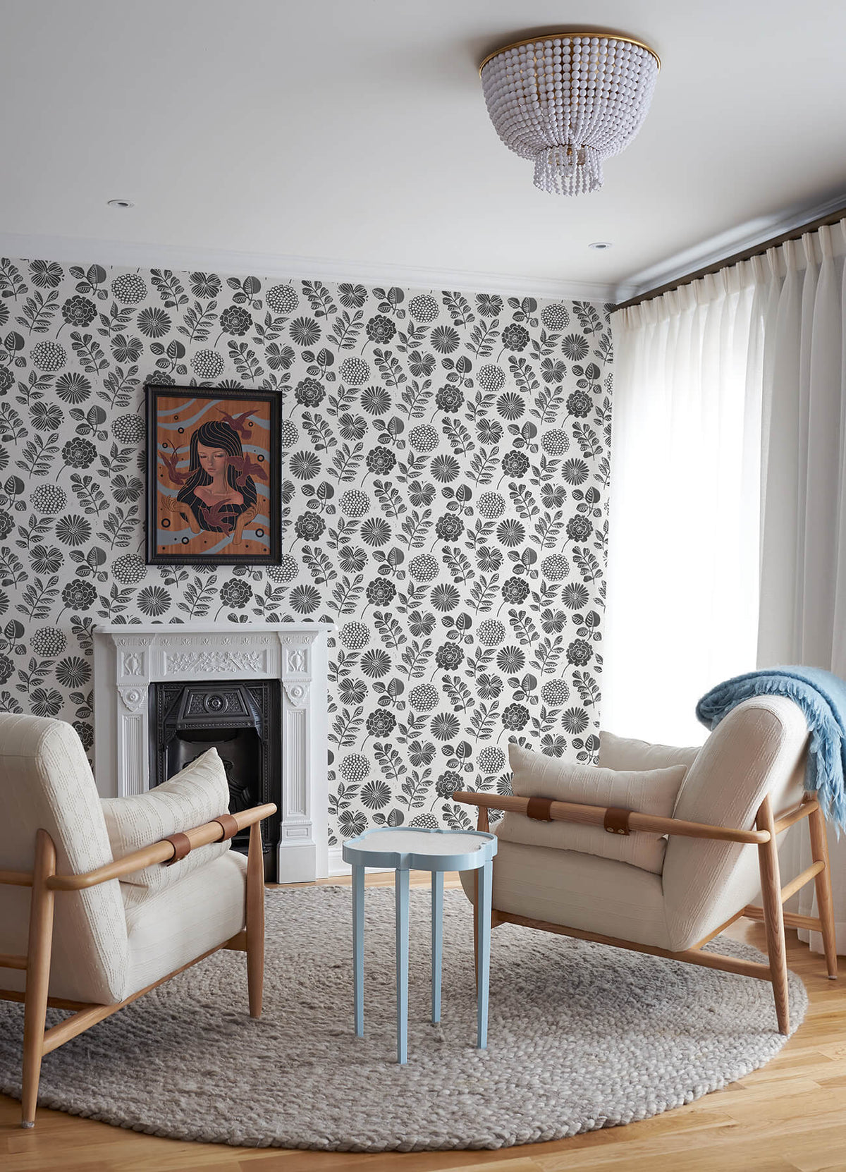 A-Street Prints Hannah Inge Floral Print Wallpaper - Black