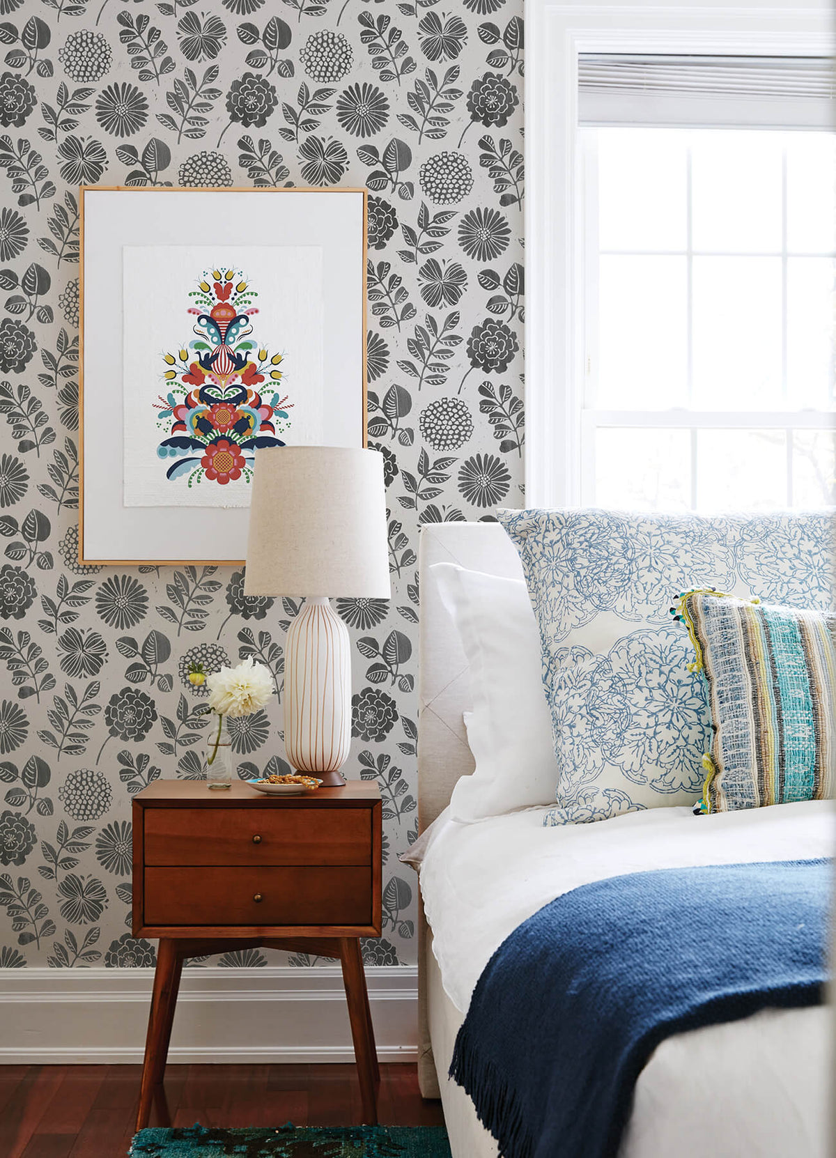 A-Street Prints Hannah Inge Floral Print Wallpaper - Black