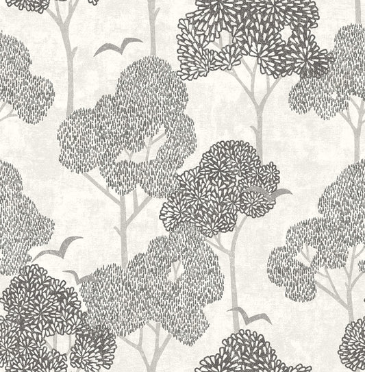 A-Street Prints Hannah Lykke Textured Tree Wallpaper - Black
