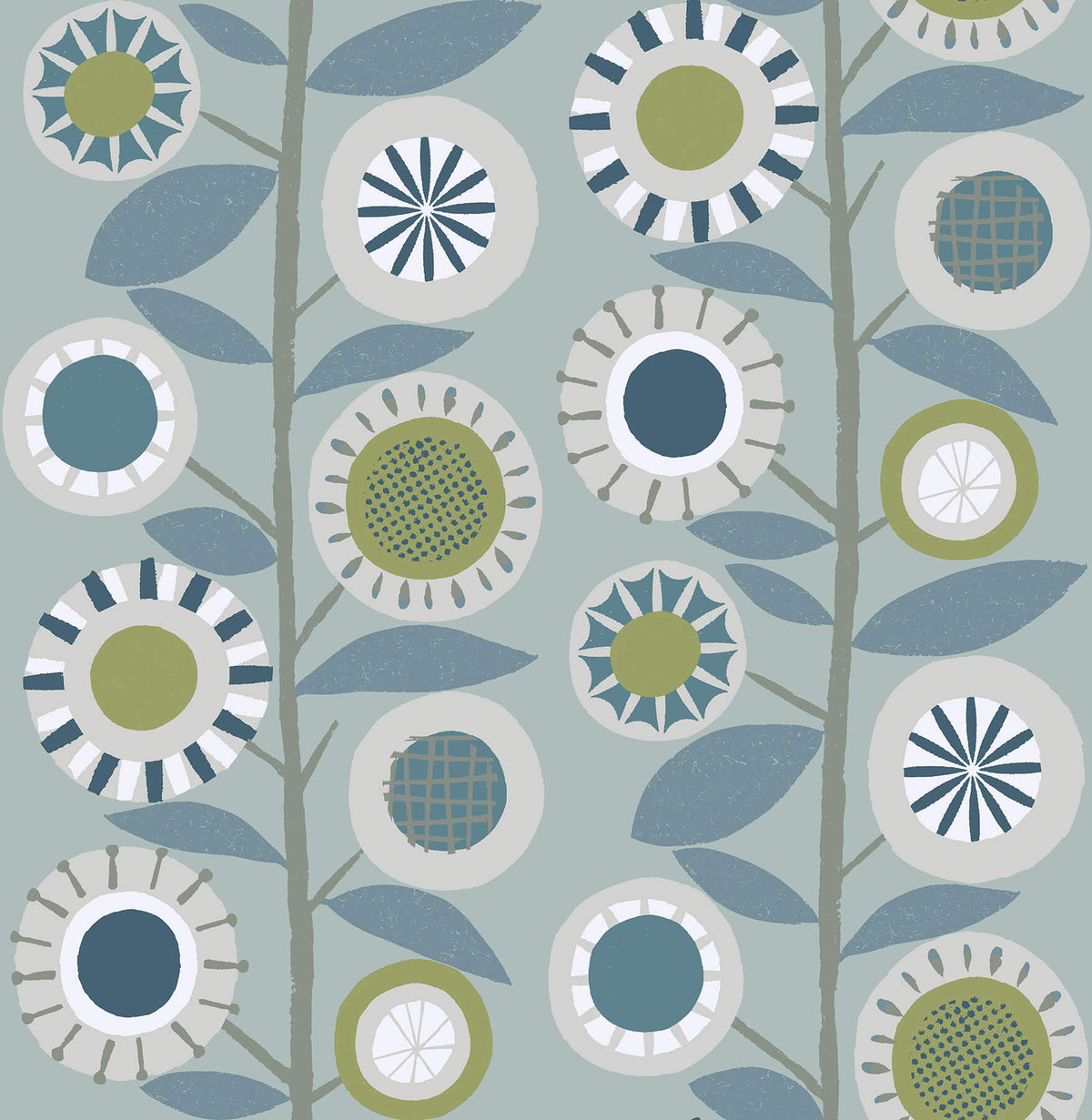 A-Street Prints Hannah Sisu Floral Geometric Wallpaper - Light Blue