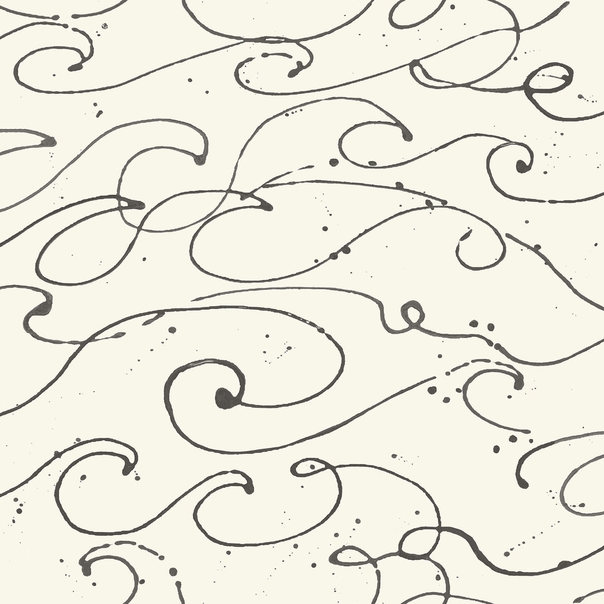 Chesapeake Blue Heron Kuroshio Ocean Wave Wallpaper Sample - Charcoal