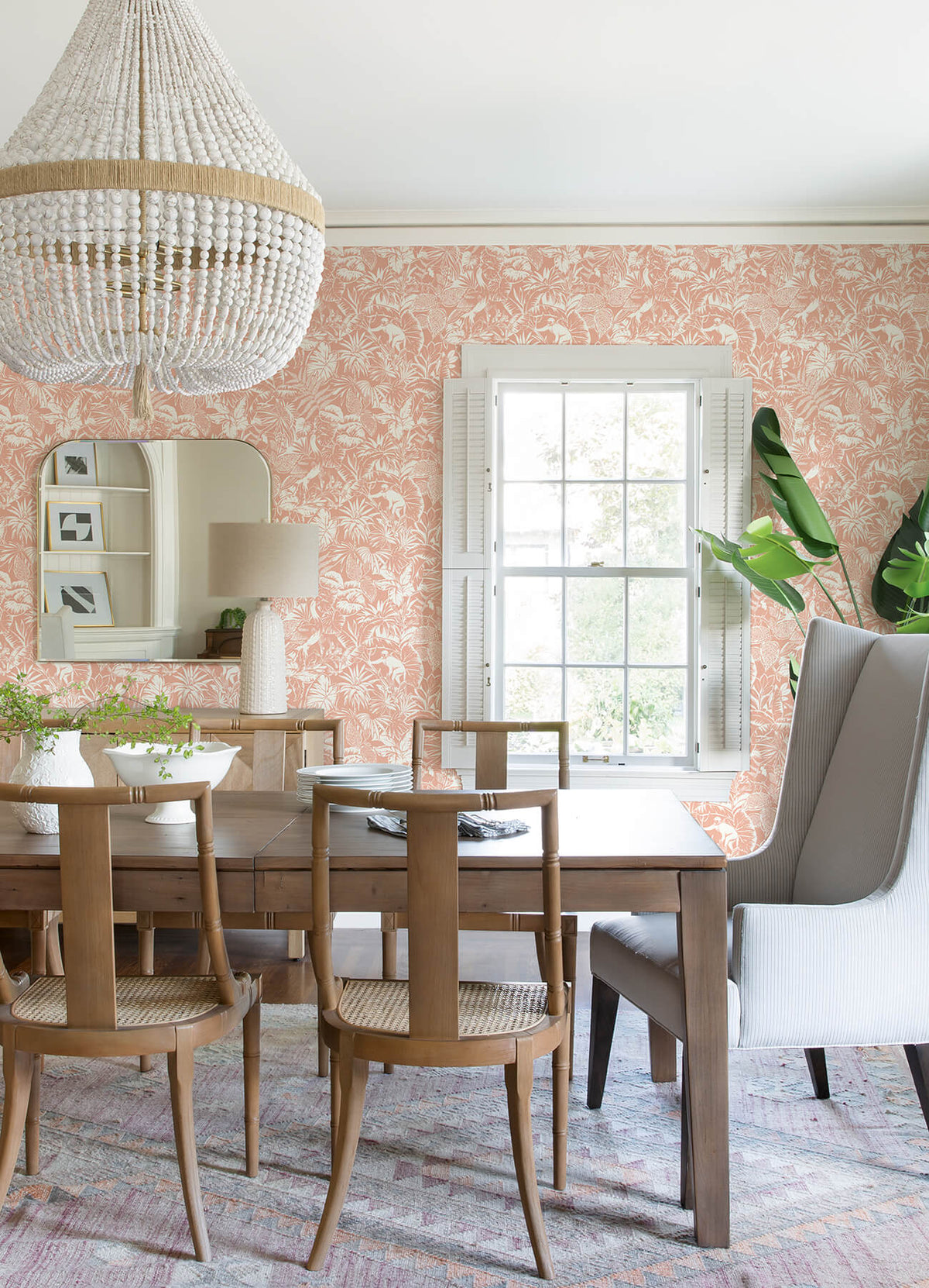 Chesapeake Blue Heron Corcovado Jungle Jamboree Wallpaper - Coral
