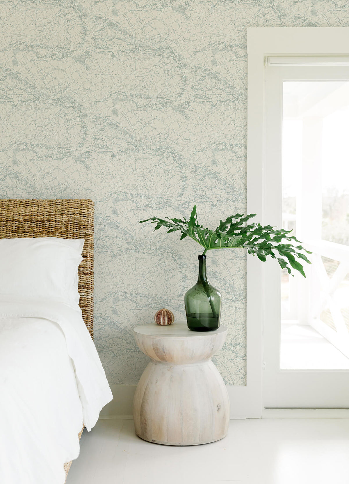 Chesapeake Blue Heron Nautical Charts Wallpaper - Aqua