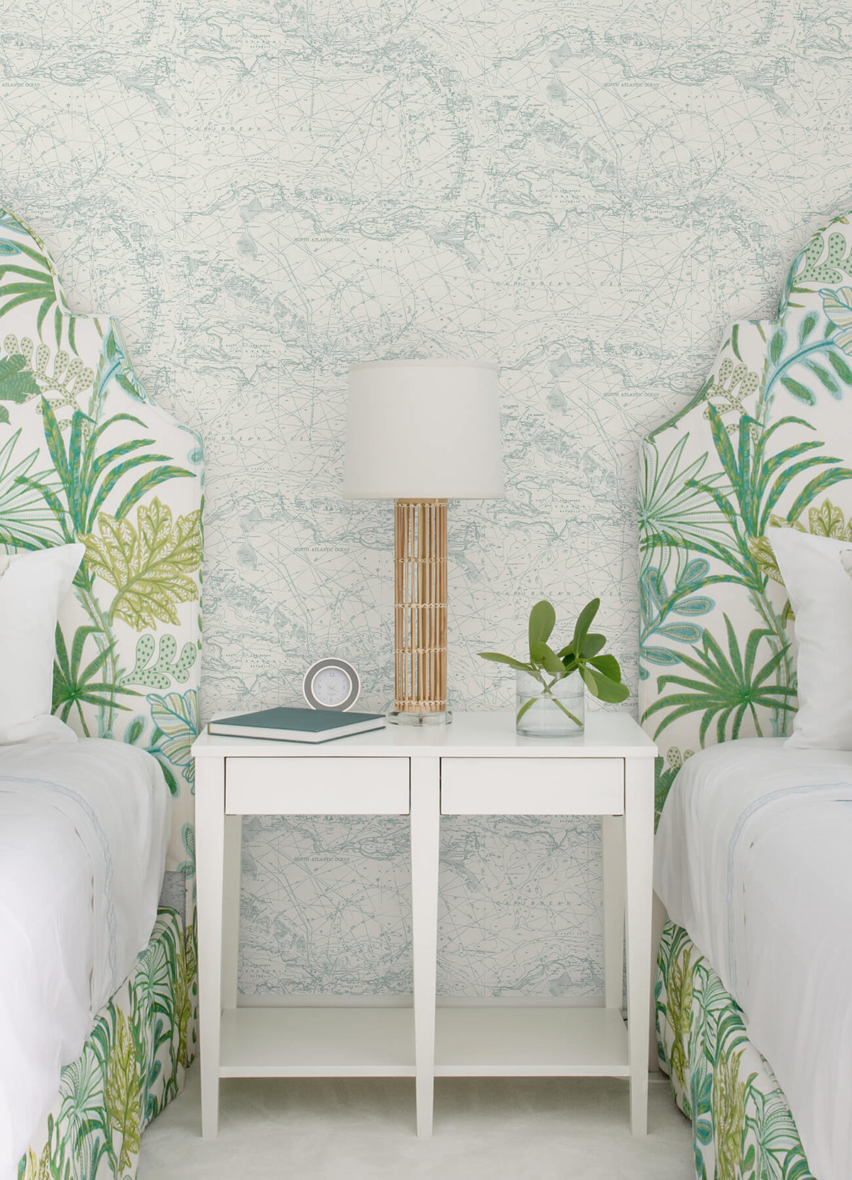 Chesapeake Blue Heron Nautical Charts Wallpaper - Aqua