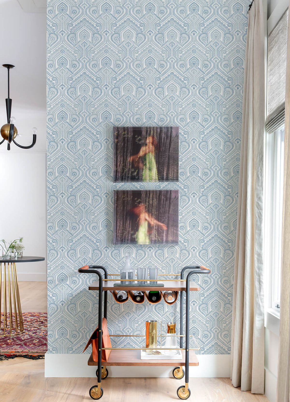 A Street Prints Georgia Fernback Wallpaper Sample - Blue
