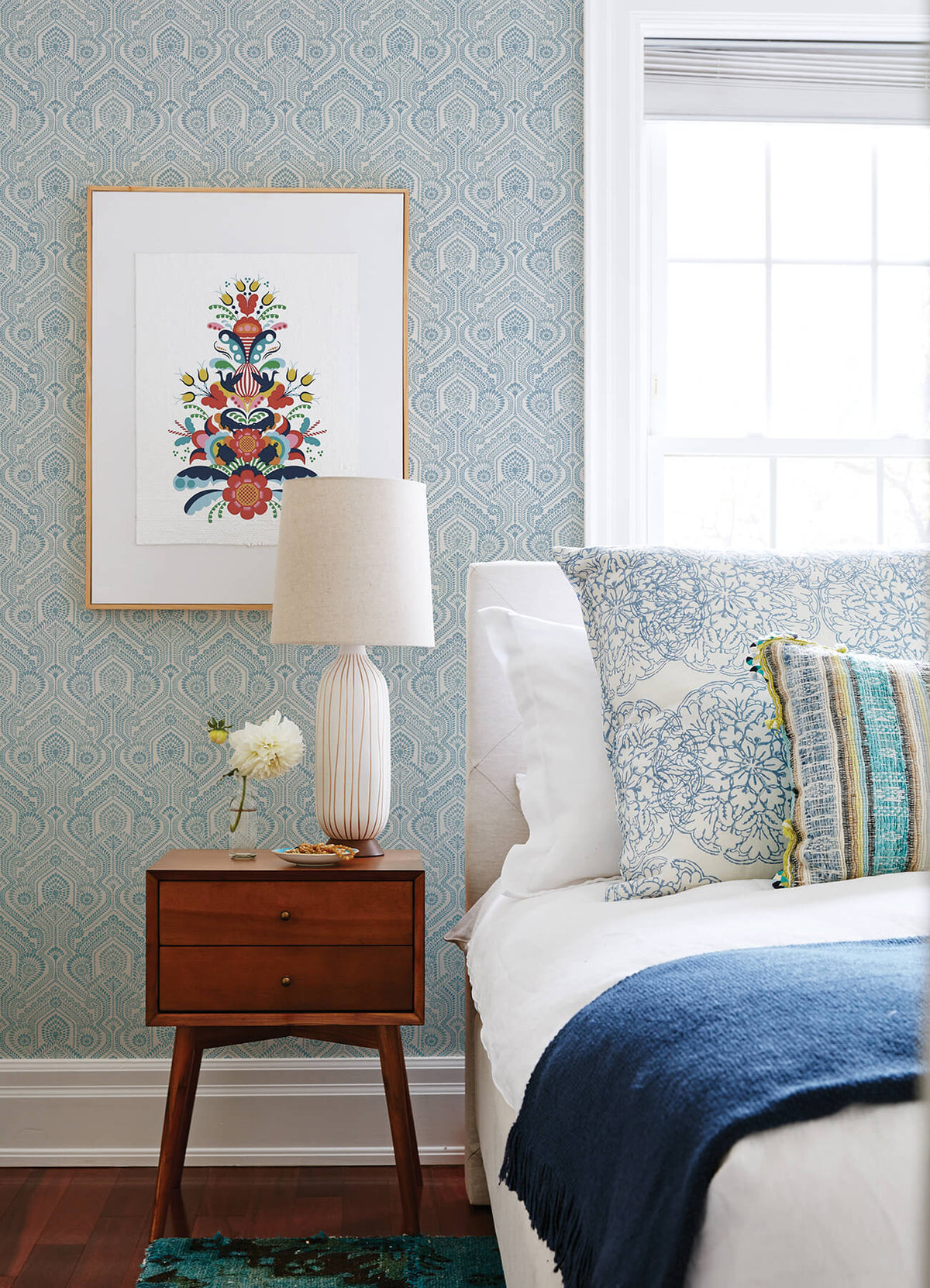 A Street Prints Georgia Fernback Wallpaper Sample - Blue