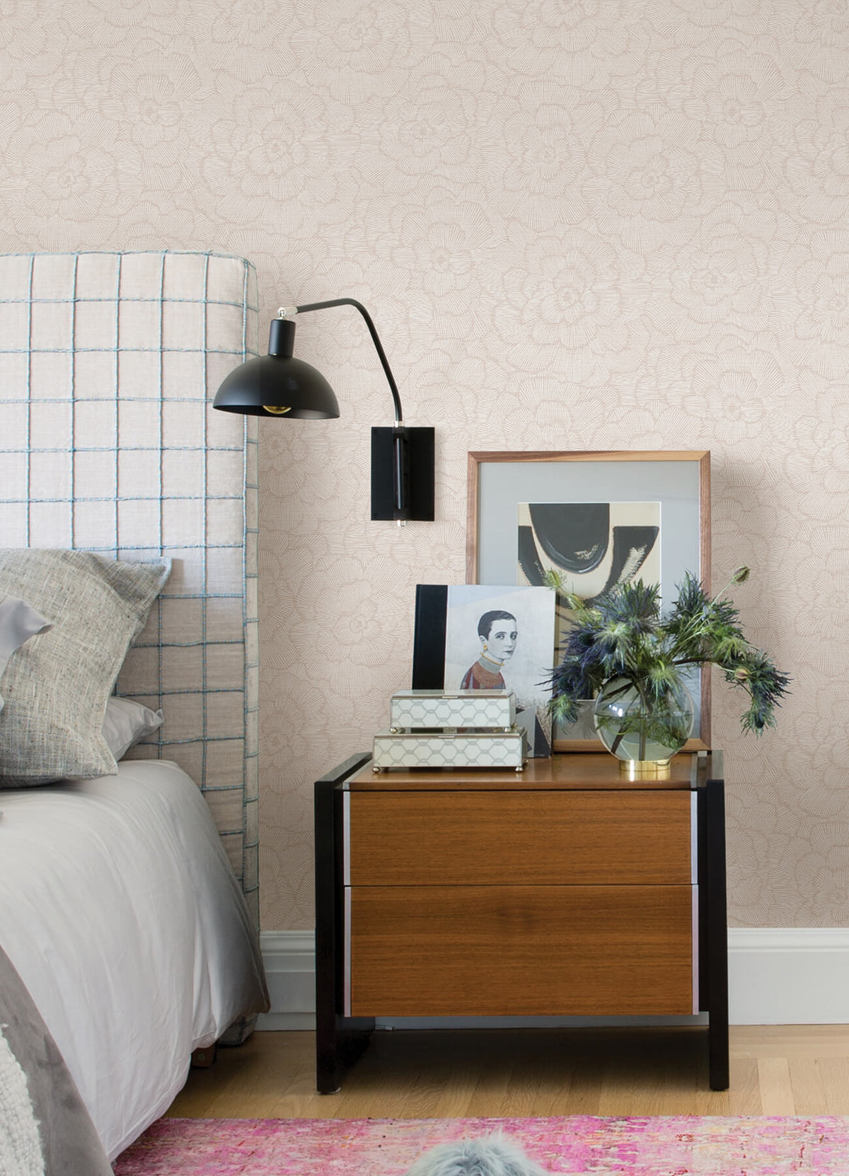 A Street Prints Middleton Periwinkle Wallpaper Sample - Pink