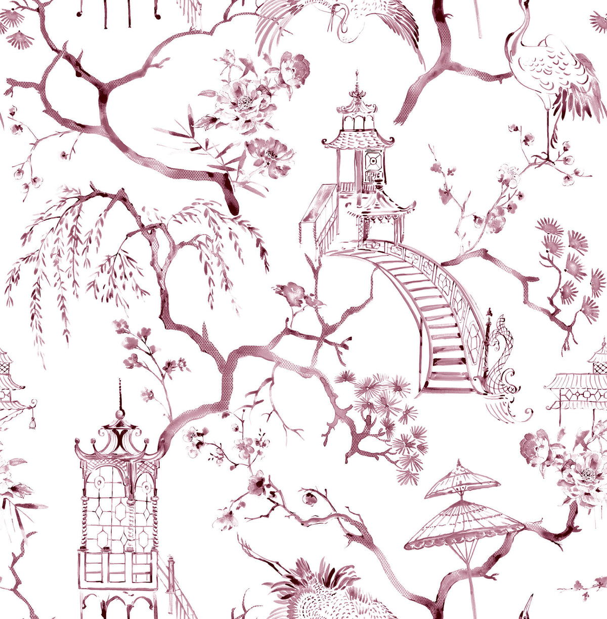 A Street Prints Middleton Serena Wallpaper Sample - Plum