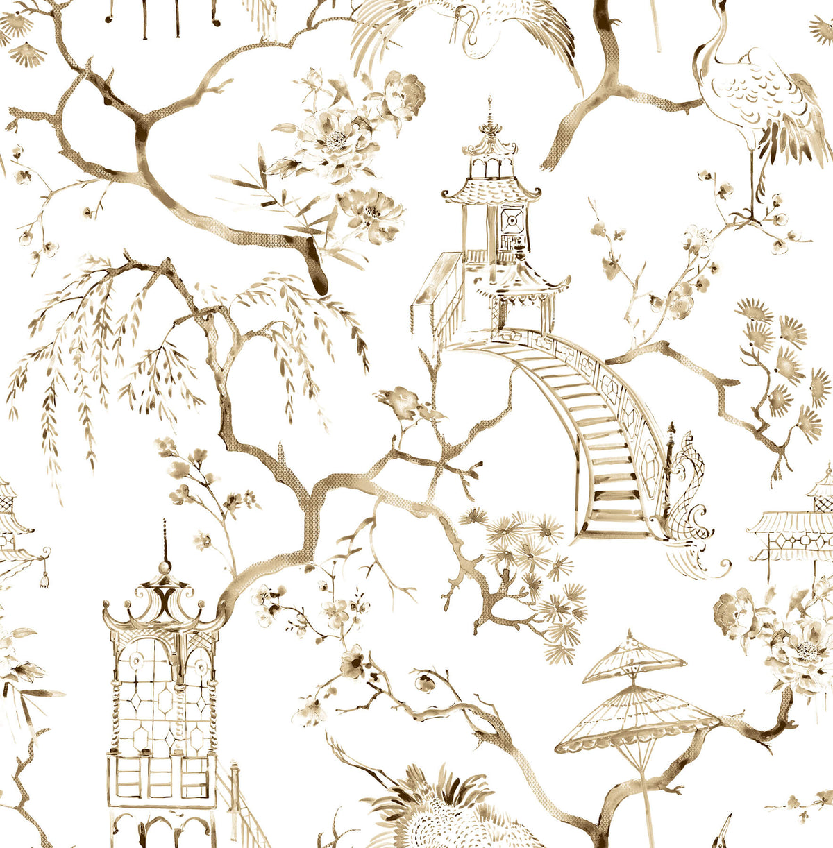 A-Street Prints Middleton Serena Wallpaper - Coffee