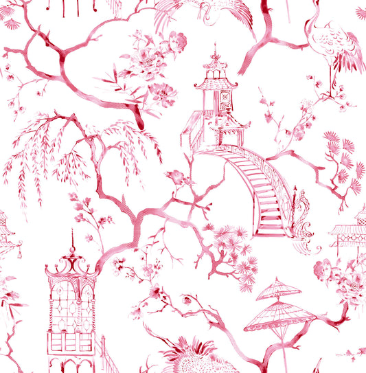 A-Street Prints Middleton Serena Wallpaper - Raspberry