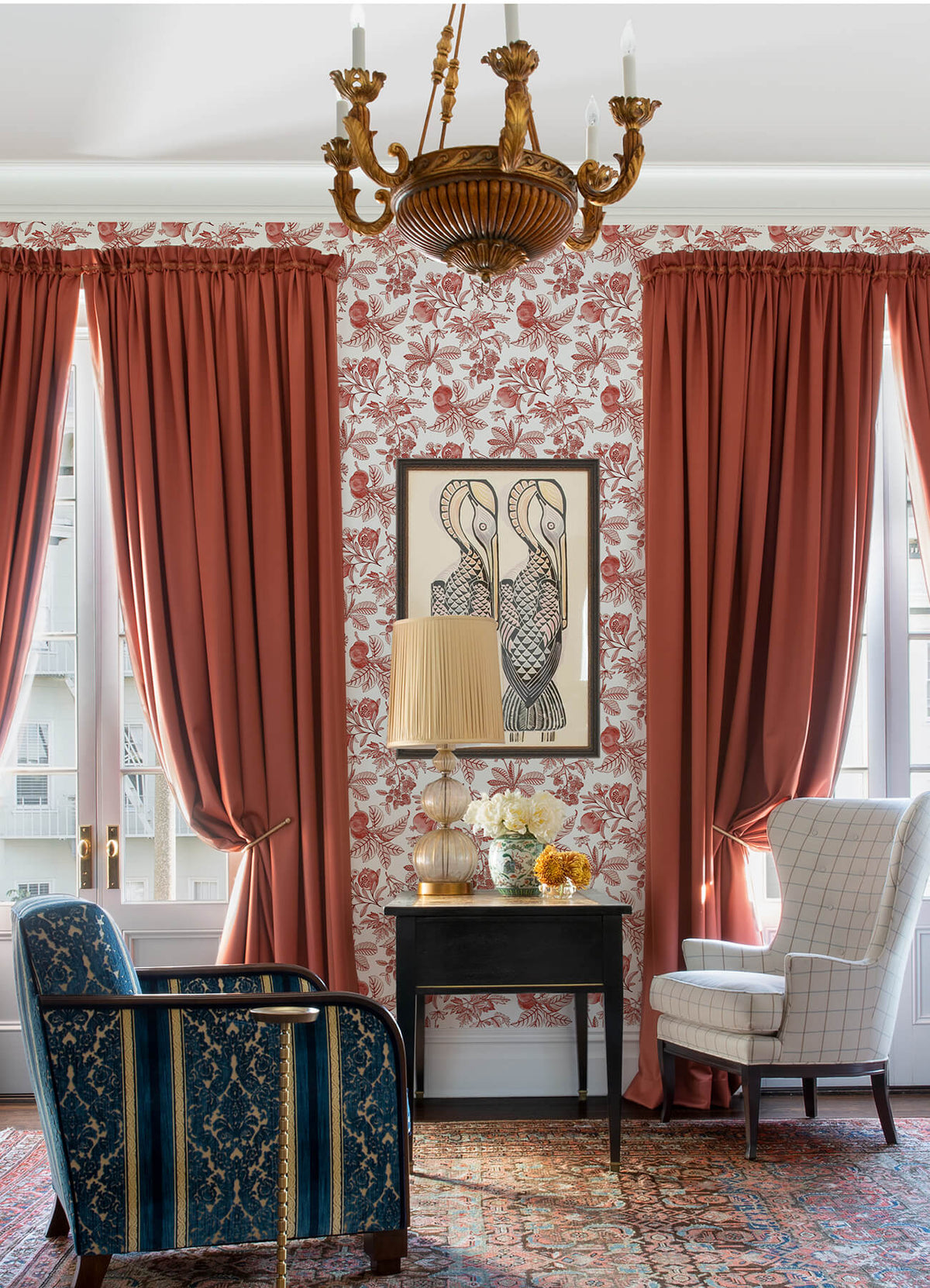 A Street Prints Middleton Cecilia Wallpaper Sample - Red