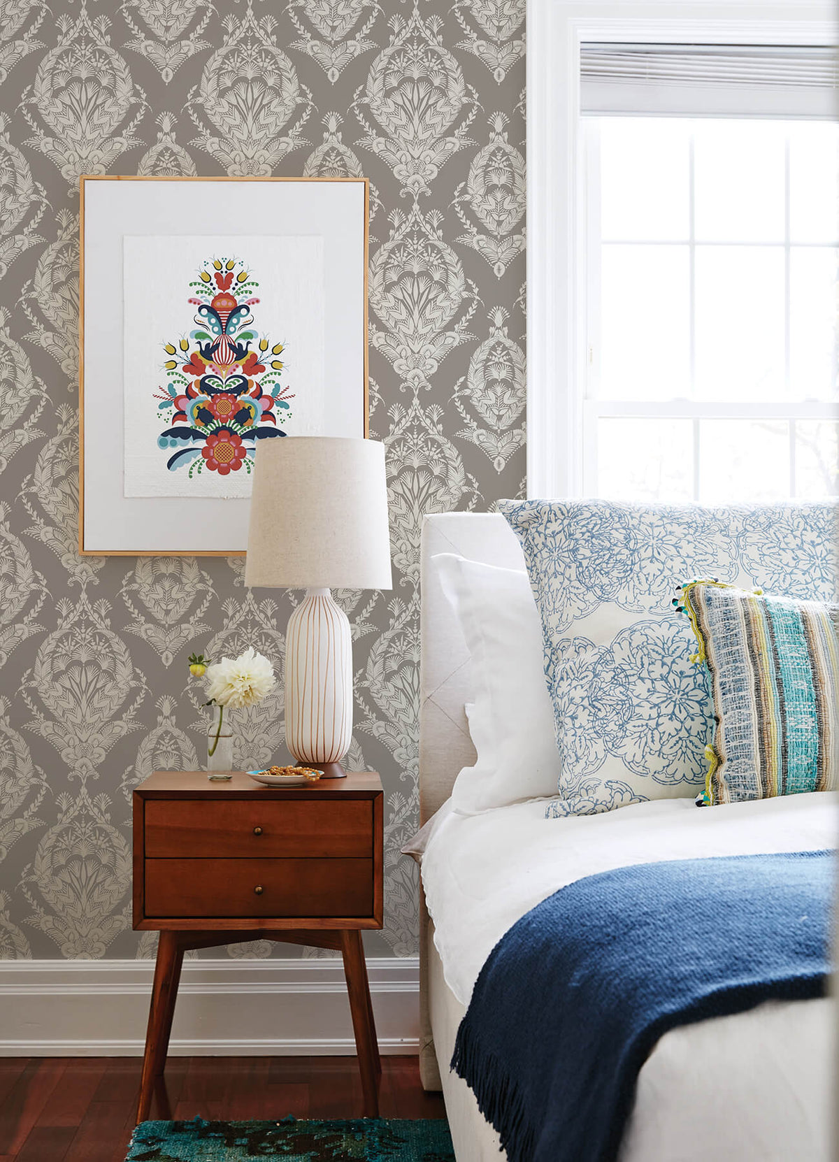 A-Street Prints Middleton Arlie Wallpaper - Grey