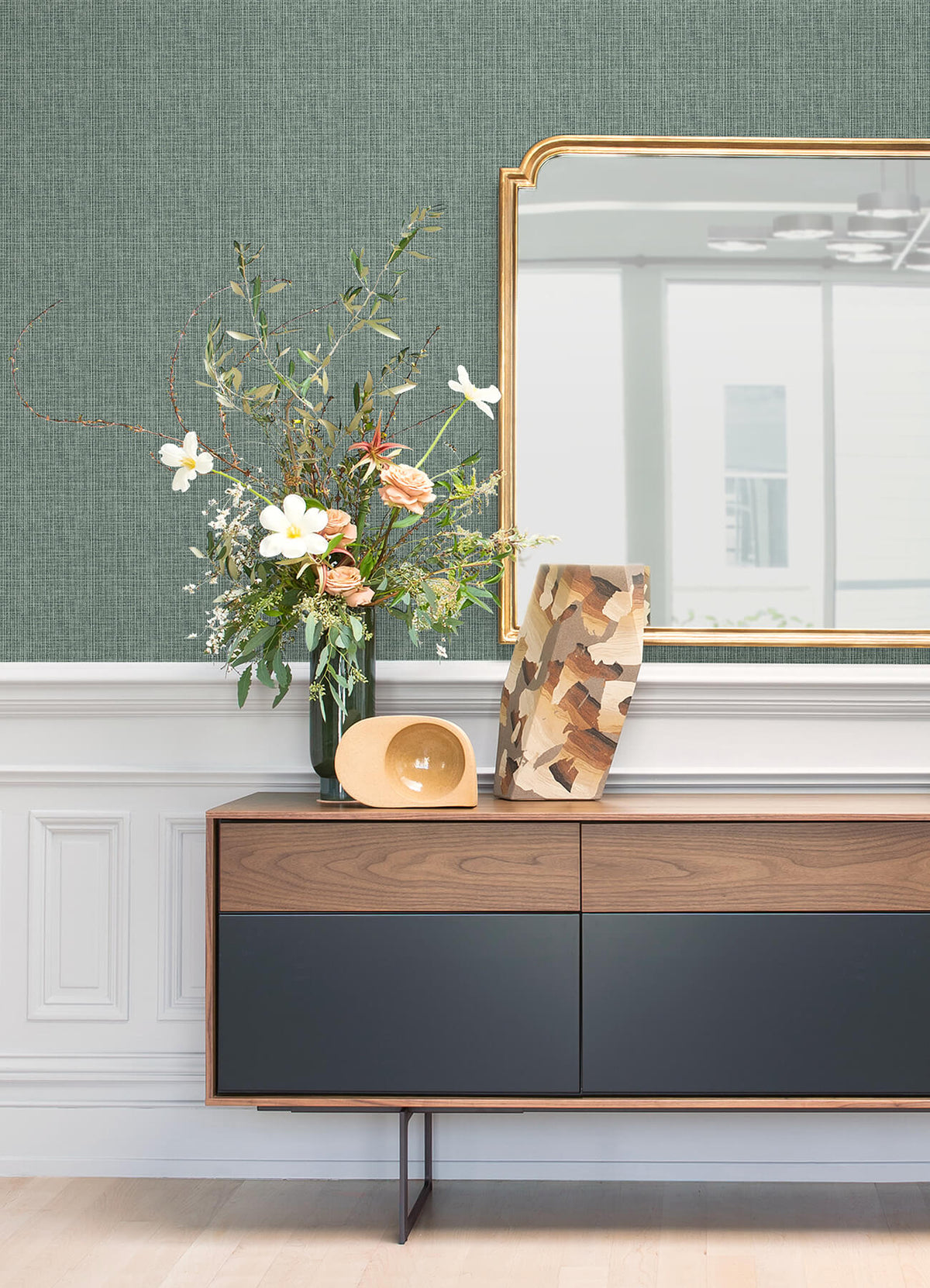 A Street Prints Middleton Kantera Wallpaper Sample - Green