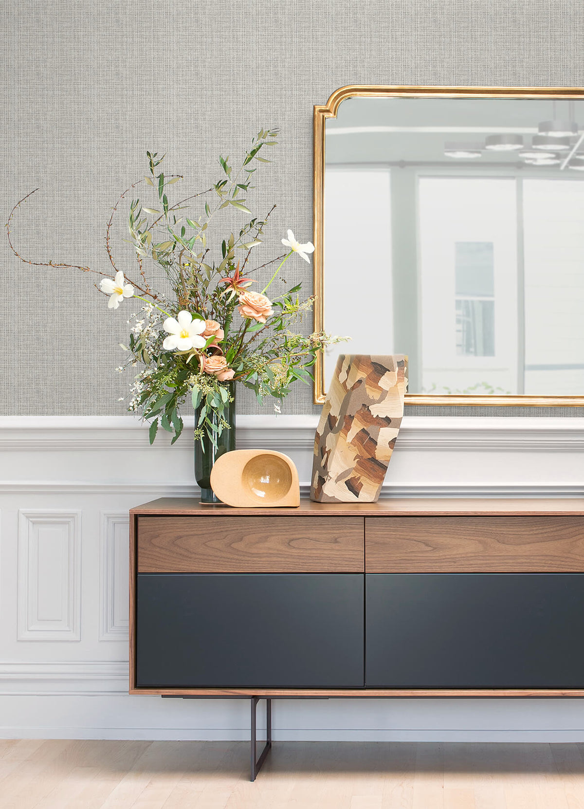 A Street Prints Middleton Kantera Wallpaper Sample - Light Grey