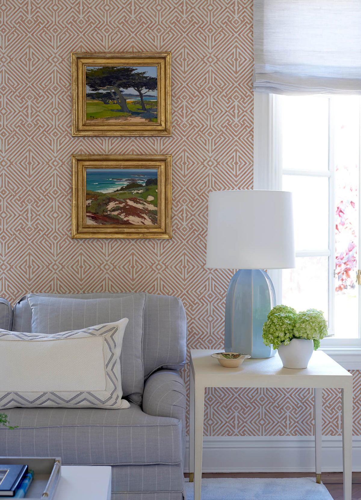 A Street Prints Middleton Lyon Wallpaper Sample - Coral