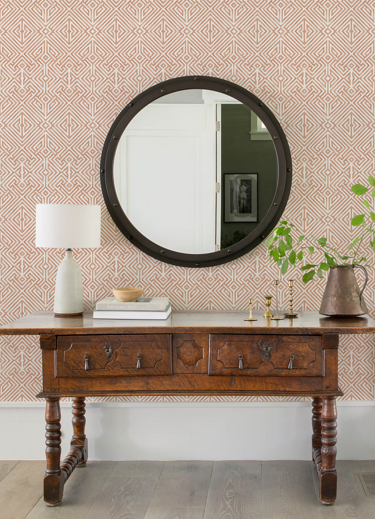 A Street Prints Middleton Lyon Wallpaper Sample - Coral