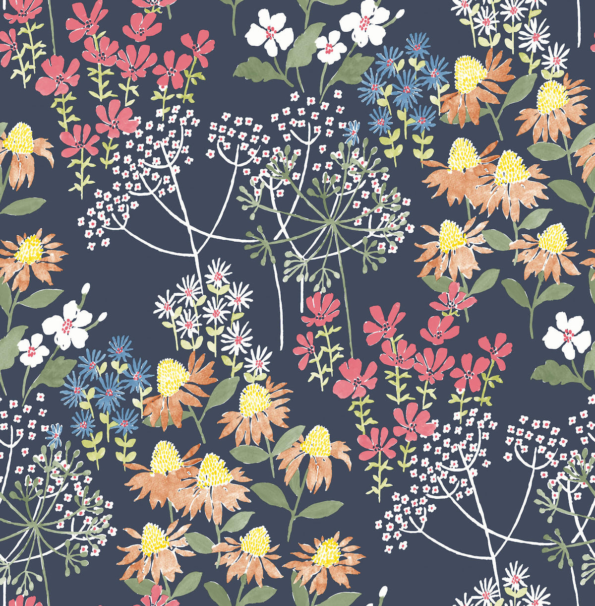 A-Street Prints Terrace Cultivate Wallpaper - Navy